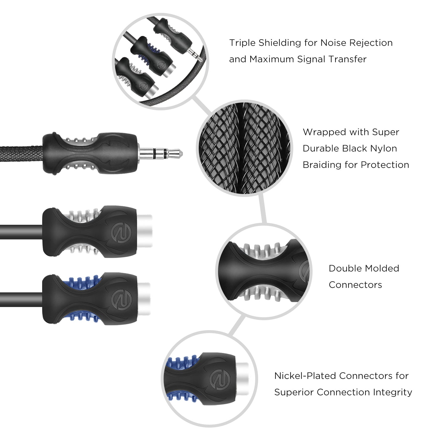 A2RF1P - ( 3.5mm Auxiliary Male to Female RCA Adaptor, Length 1ft )