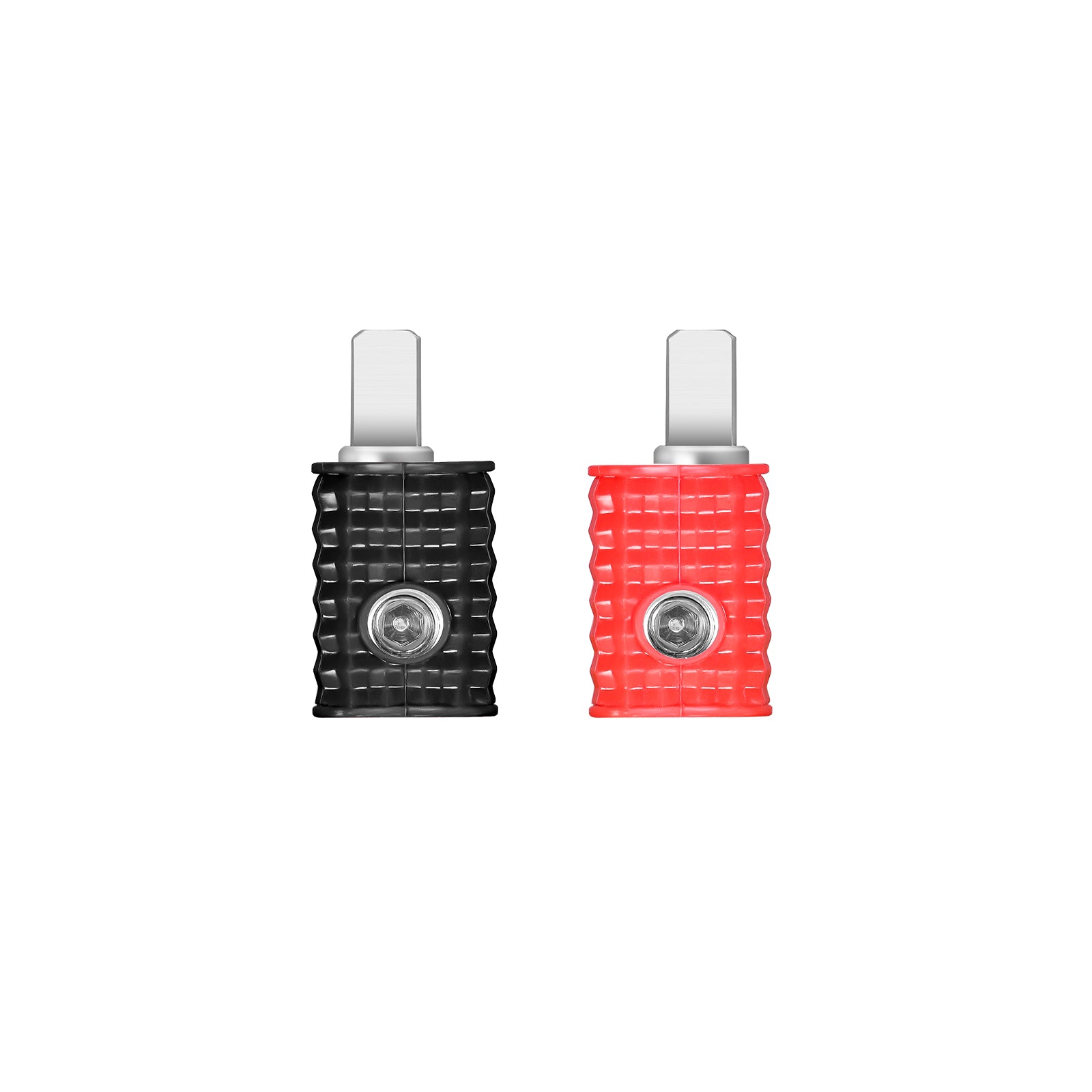 WRD88 - Amplifier Power/ground Input Wire Gauge Reducer Brass Dual 8 Gauge to 8 Gauge with Red/black Silicon Covers, Marine-grade Satin Chrome Finish, Pair