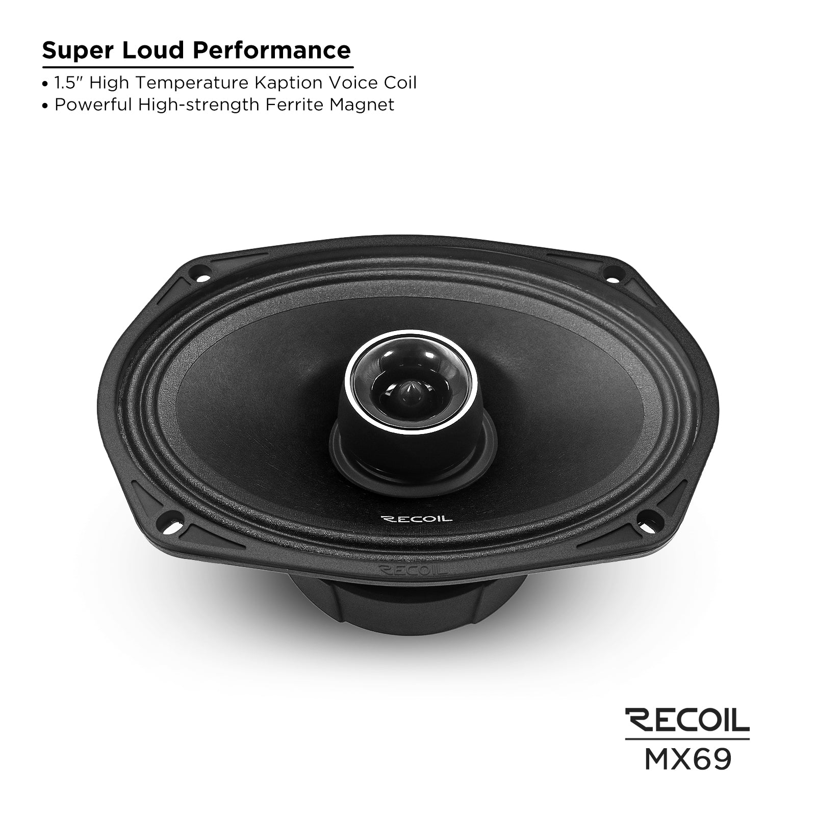 MX69 - Pair 6x9-inch 2-way Pro Audio High Output Midrange Coaxial Speakers with Built-in Bullet Tweeters