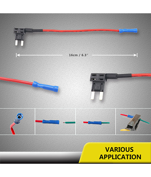 FT2-10 - Recoil 12v Car Add-a-circuit, Fuse Tap Adapter, Mini Ats Blade Fuse Holder, with 10a, 20a Fuses (10 Pack)
