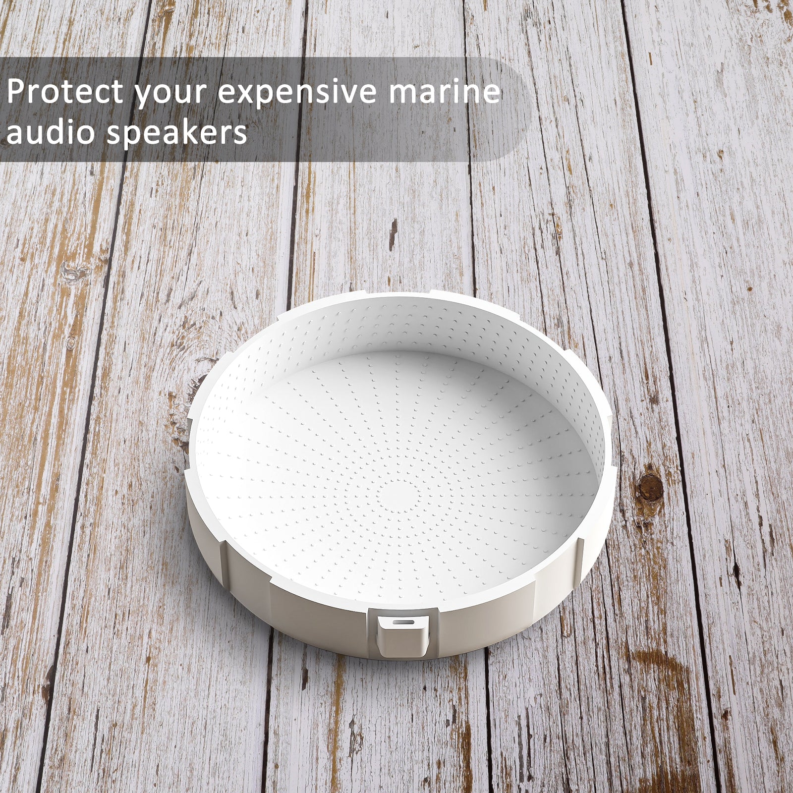 SC65-W - 6.5” Marine Speaker Covers, Silicon Material, Designed for Uv Rays, Dust & Water Protection, White Color, Pairs