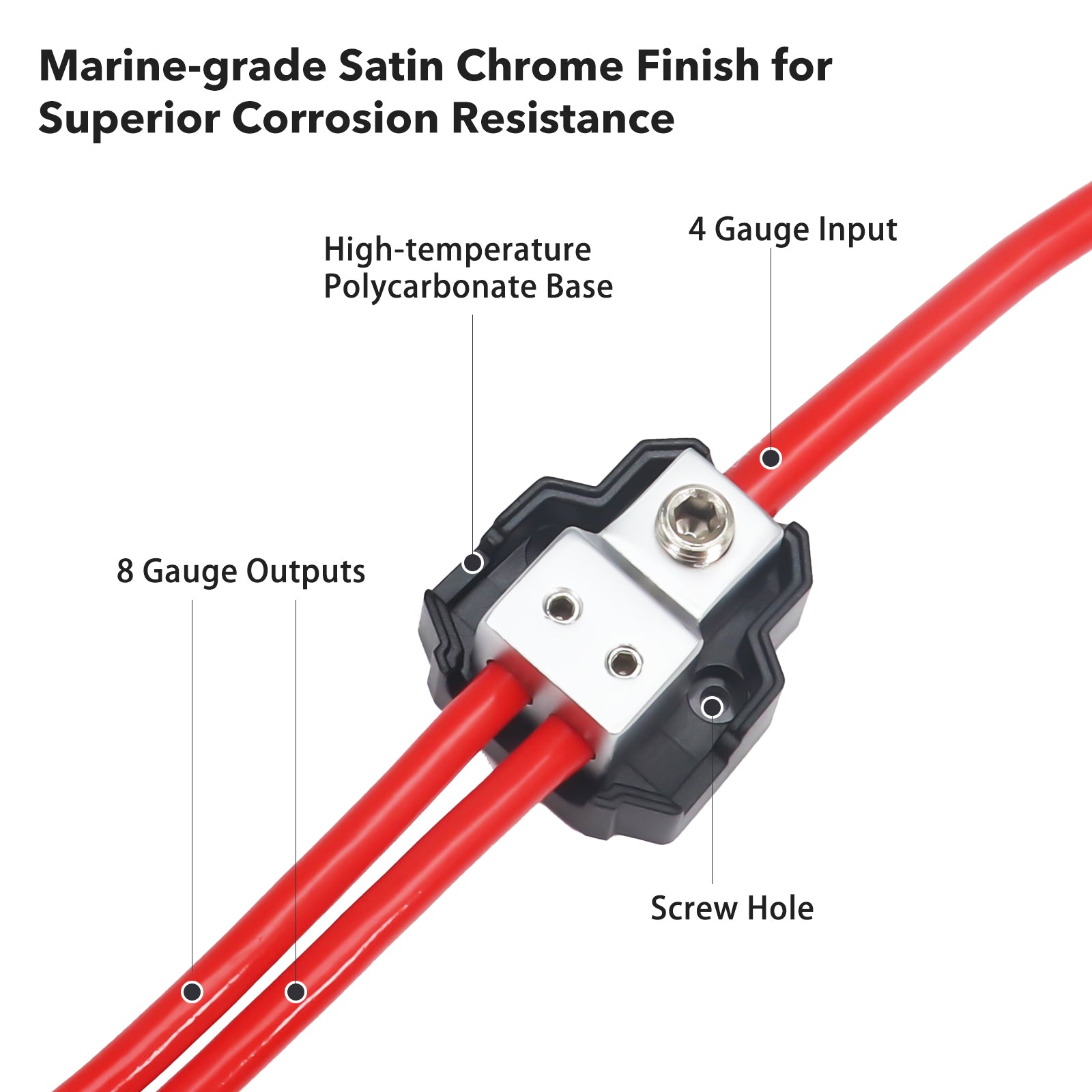 SDB12 - 2-way Mini Power Distribution Block, 1 X 4/8 Gauge in / 2 X 8/10 Gauge Out Power Distribution Ground Distributor Block for Car Audio Amplifier Splitter