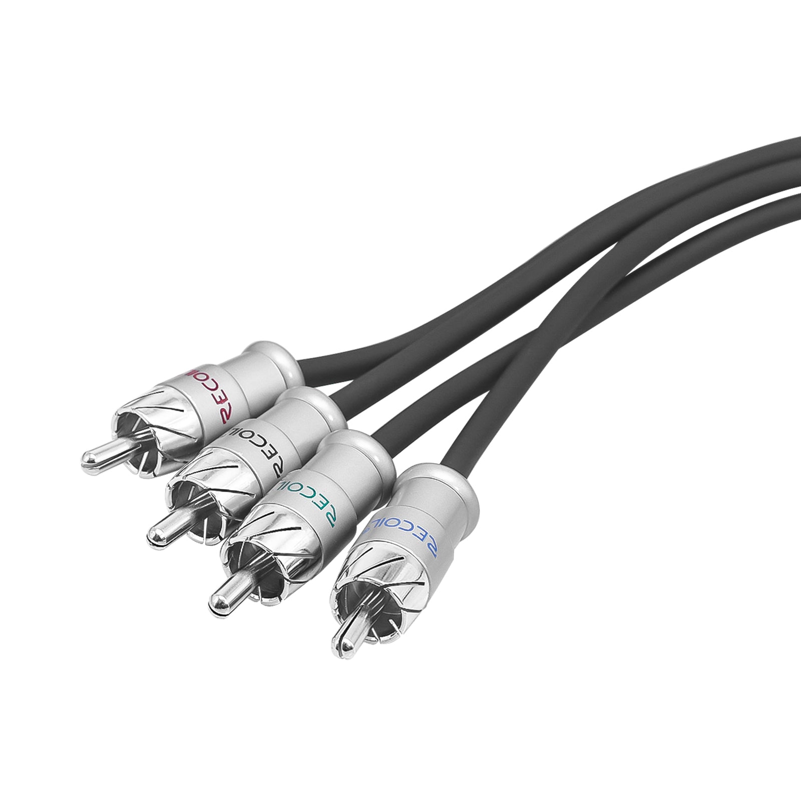 XI417 - Echo Max Series Premium 99.99% Oxygen Free Copper 17ft 4-channel RCA Audio Interconnects Cable, with Machined Brass Connectors & Braided Nylon Jacket