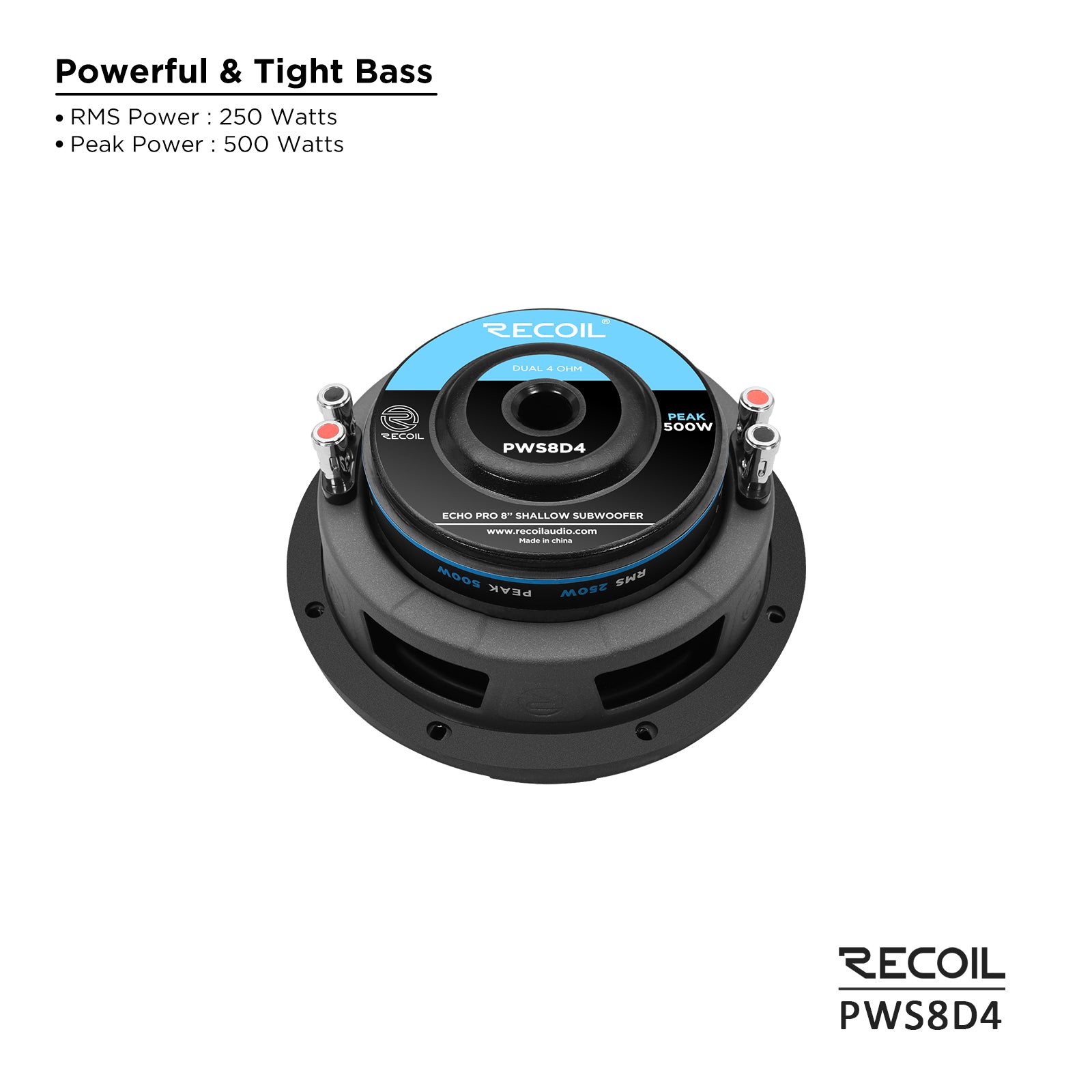PWS8D4 - 8-inch Dual 4-ohm Subwoofer – Recoil Audio USA