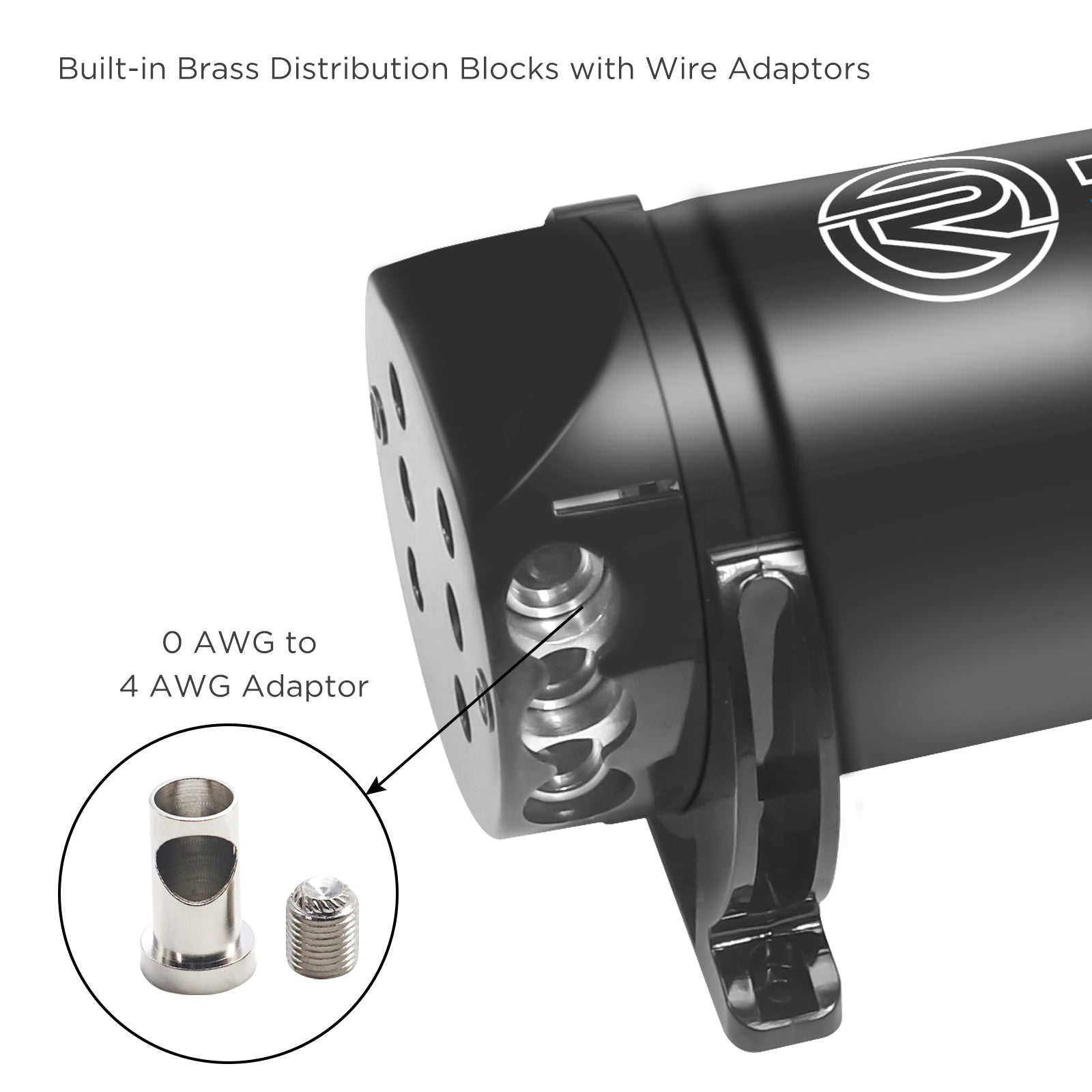 REC5D - 5 Farad 18sv Car Audio Energy Storage Reinforcement Electrolytic Capacitor with Digital Read-out and Built-in Distribution Block for Two Amplifiers