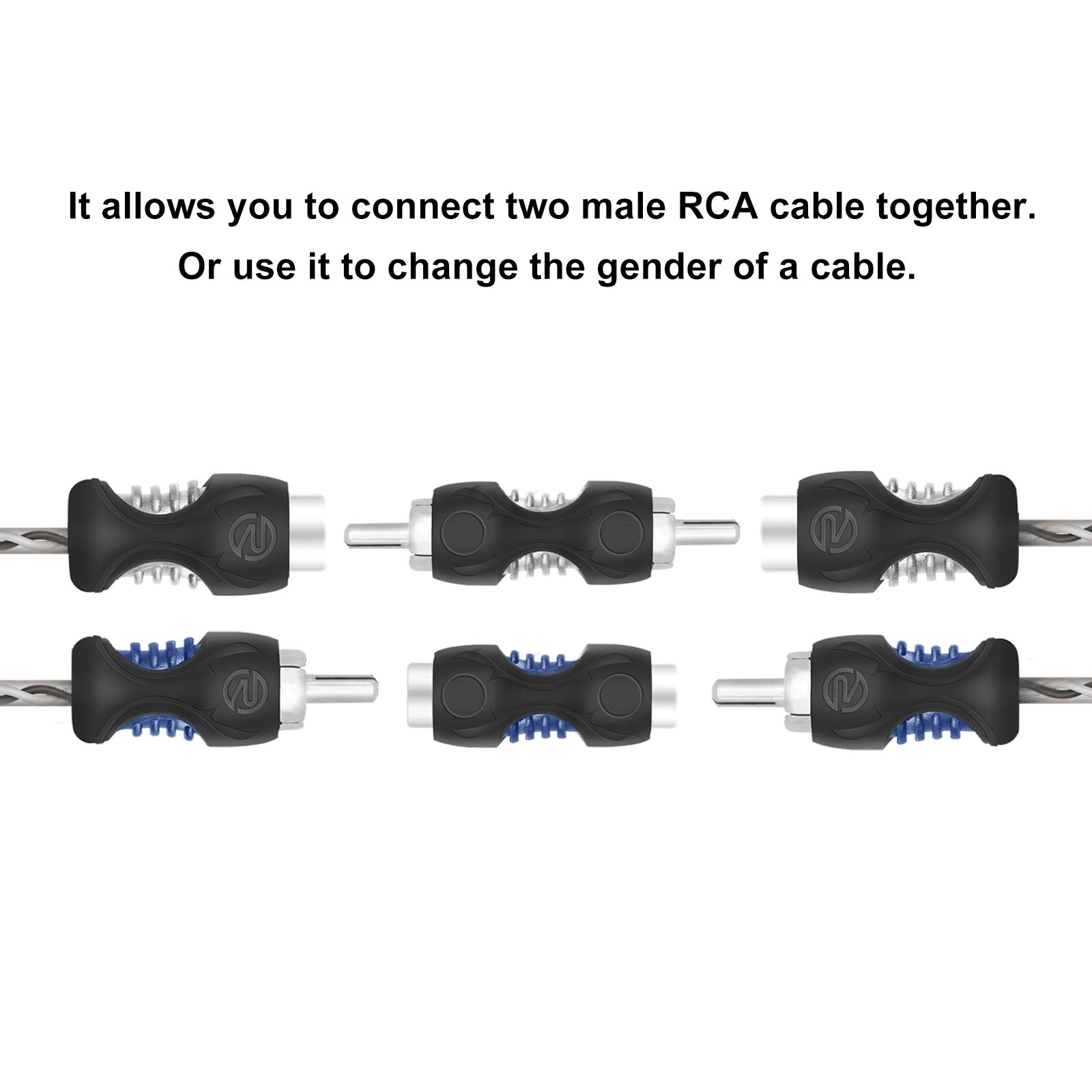 RCC-K8 - 4-pack RCA Female to Female Couplers and 4-pack RCA Male to Male Adapters, Dual Injection Molded RCA Adapter Cable Extension Connector for Amplifier, Subwoofer, Mixer, Speaker