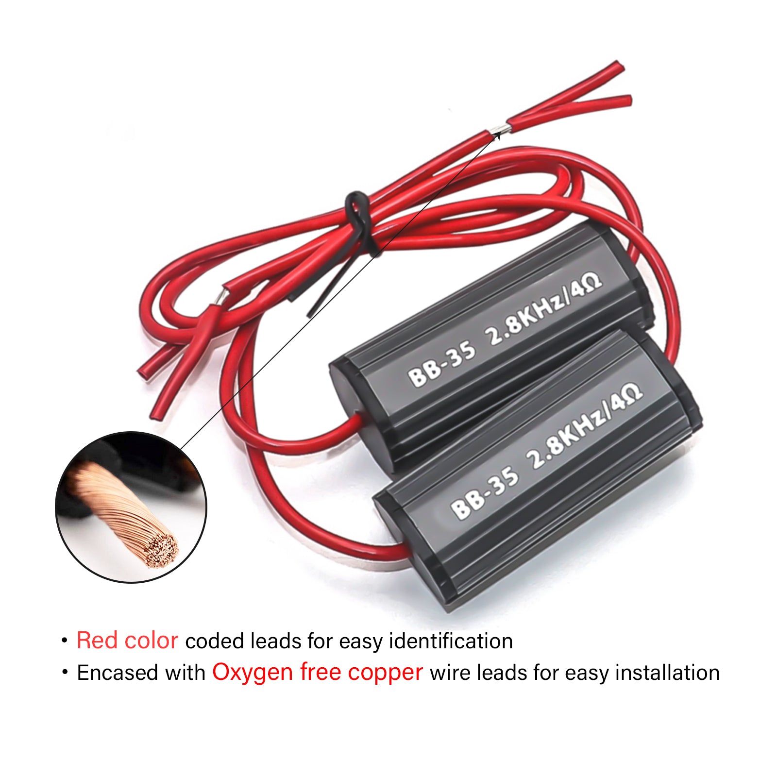 BB-35 - Bass Blocks Designed to Protect Car Audio 3.5 Inch Speakers, Eliminate Frequencies 0-2.8khz at 4ohms, Pair
