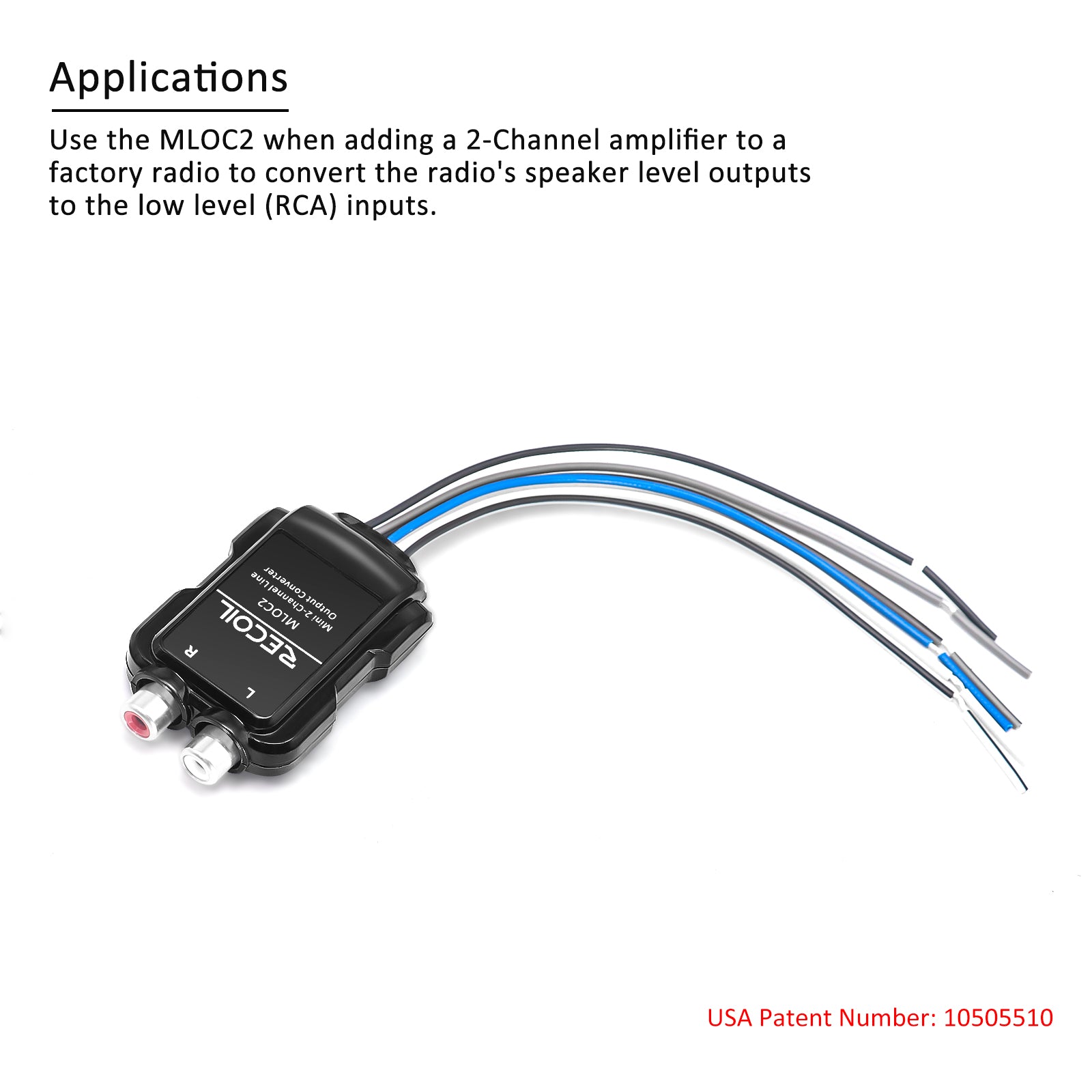 MLOC2 - 2-channel Smart Micro Line Output Converter with 10v Output and 12v Remote Turn-on Trigger and 60 OHM Load Impedance