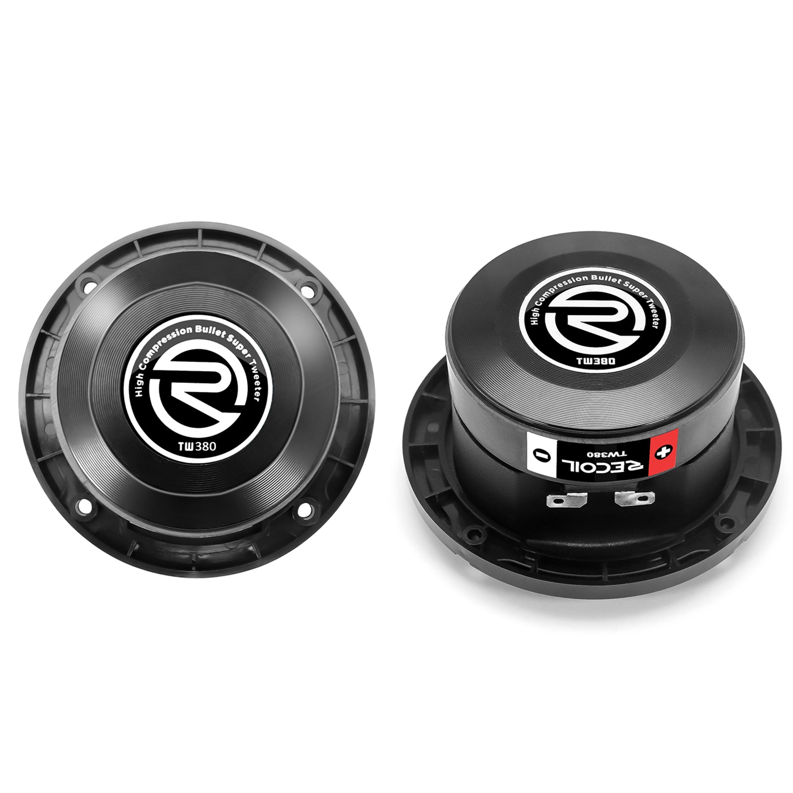 TW380 - High Compression Bullet Super Tweeters, 1.5-inch High-temperature Kapton Voice Coil, Aluminum Frame and Diaphragm, 4 Ohms, Pair