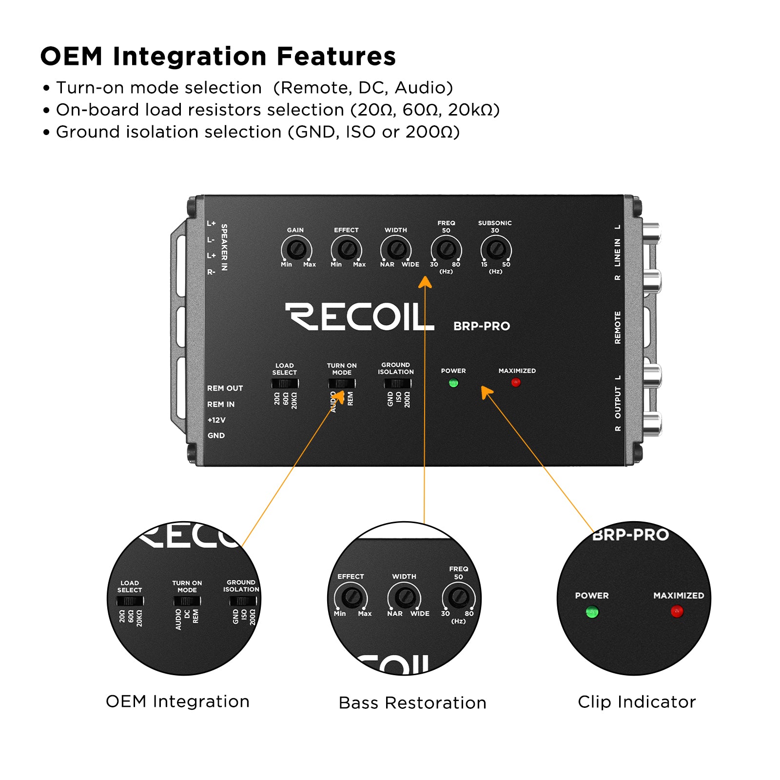 BRP-PRO - Active Line Output Converter - Bass Restoration Processor / Loc / Line Driver