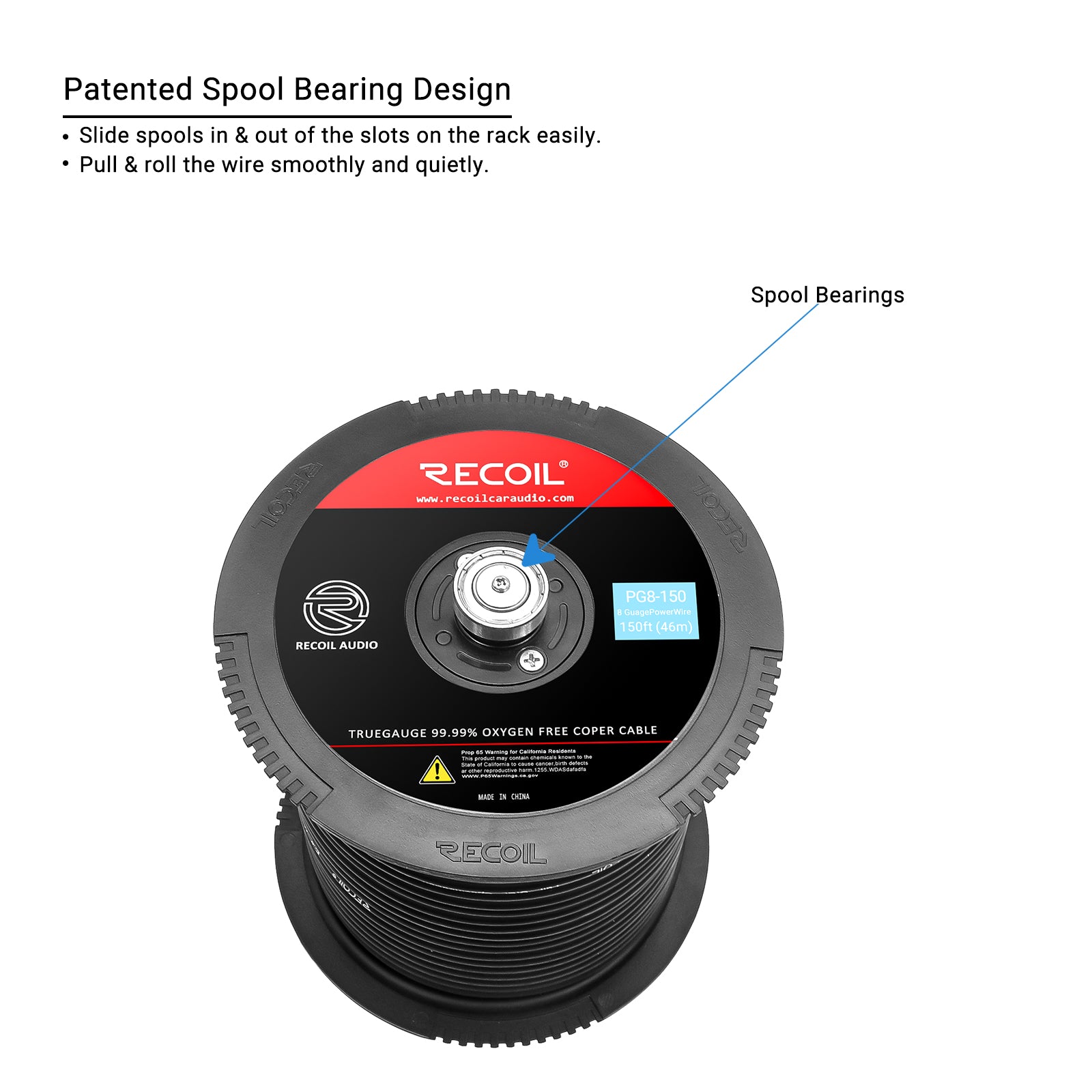 PG8-150 - Premium True Spec 8 Gauge Ground Wire, 99.9% Oxygen-free Pure Copper , Flexible Soft Touch Black PVC Jacket (150 Feet/spool)