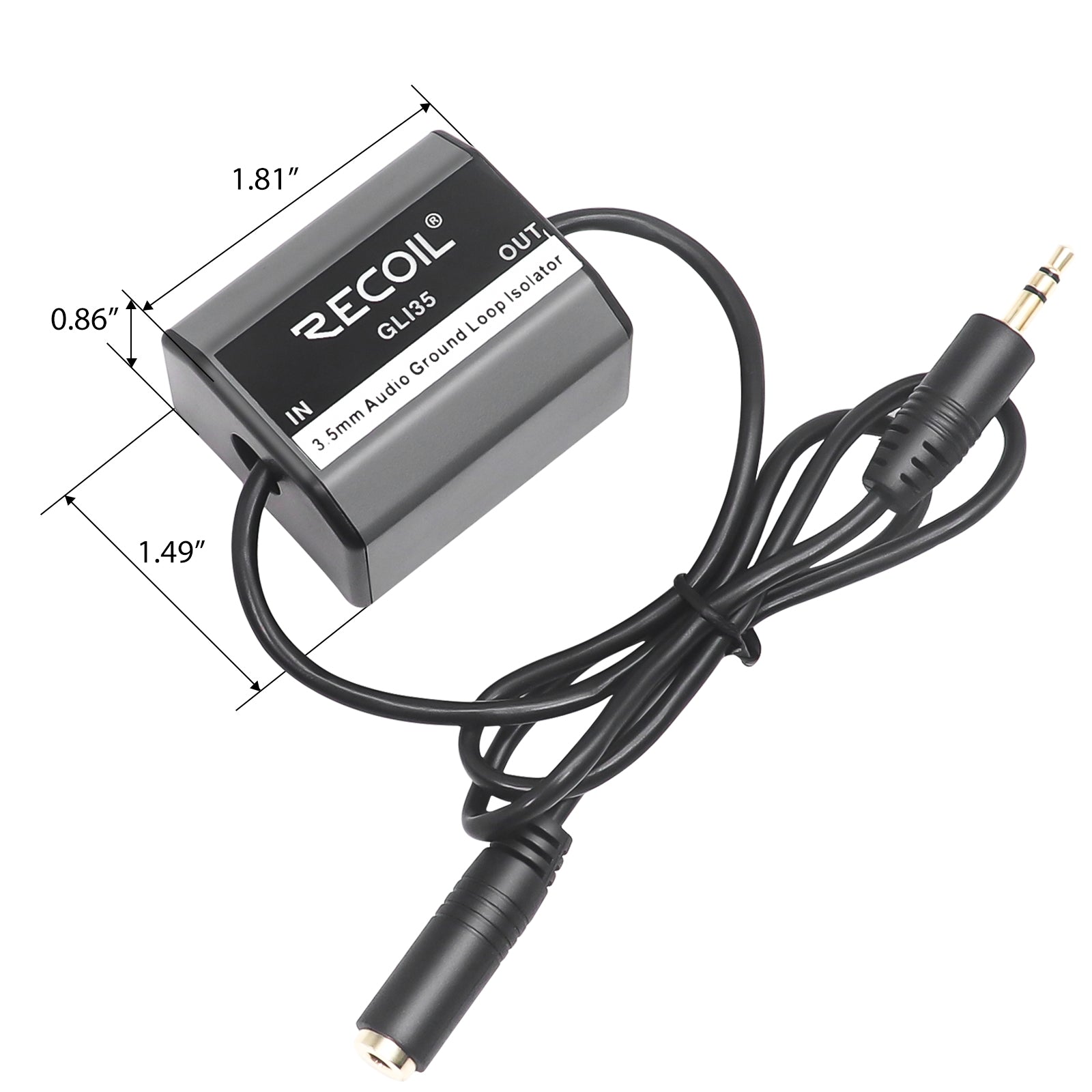 GLI35 - Ground Loop Noise Isolator for Car Audio, Home, Pc Stereo System with 3.5mm Audio Cable, Eliminate Noise