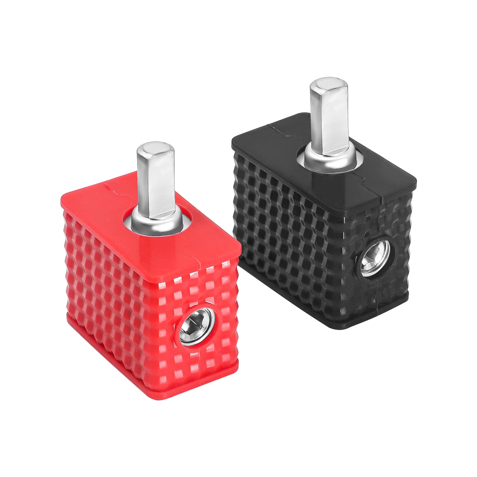 WRD04 - Amplifier Power/ground Input Wire Gauge Reducer Brass Dual 1/0 Gauge to 4 Gauge with Red/black Silicon Covers, Marine-grade Satin Chrome Finish, Pair