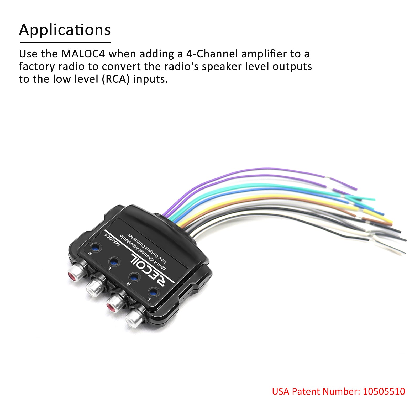MALOC4 - 4-channel Adjustable Micro Line Output Converter with 10v Output and Remote Turn-on Trigger