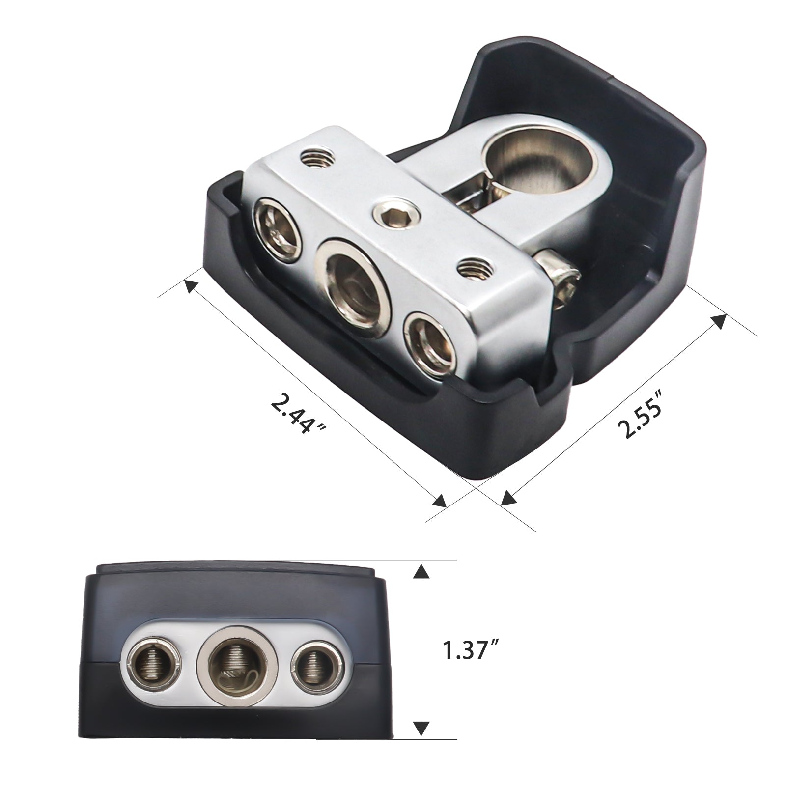 PBT-2014 - 2 Pack Premium Solid Brass Positive/negative Battery Terminals with Two 0/2/4 Gauge Outputs and One 4/8 Gauge Output