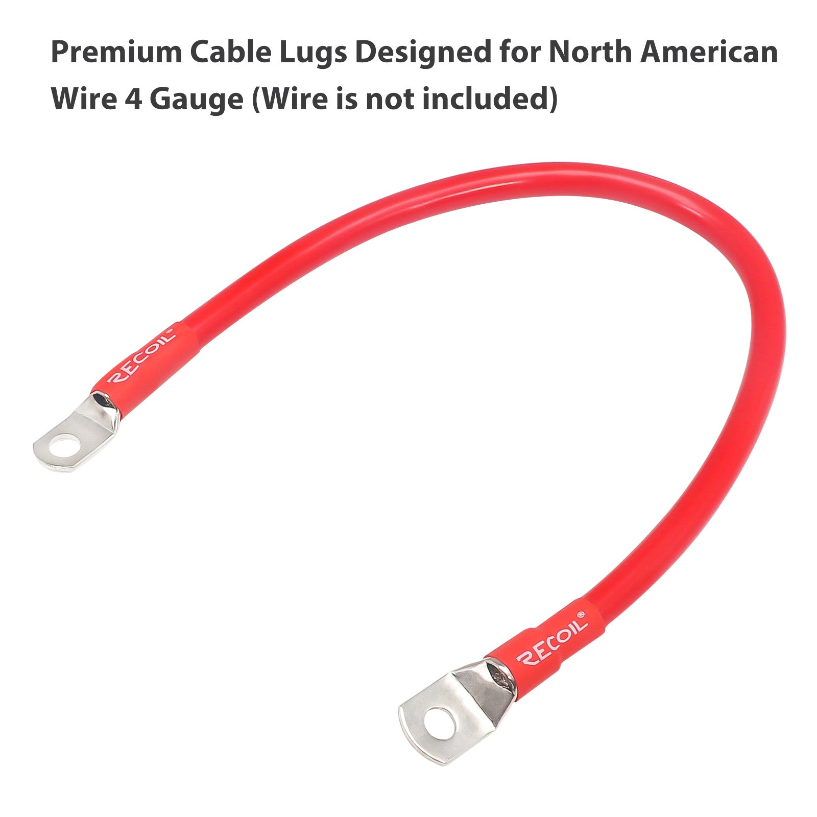 RT4-8K - 8pcs 4awg 3/8” and 4awg 5/16” Copper Ring Terminals, Cable Lugs, Wire Lugs, Heavy Duty Battery Lugs, with 8pcs Heat Shrink Tubing