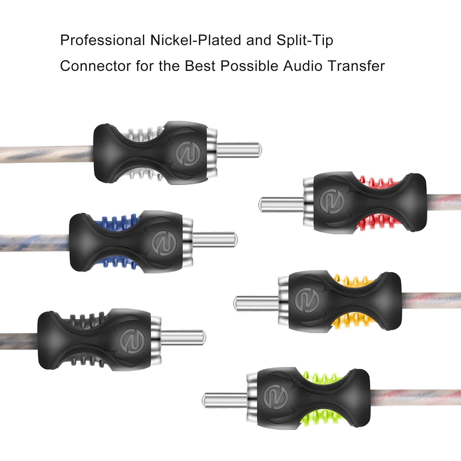 RCI612 - 100% Oxygen Free Copper 12ft 6-channel RCA Audio Cable, Twisted Pair with Noise Reduction