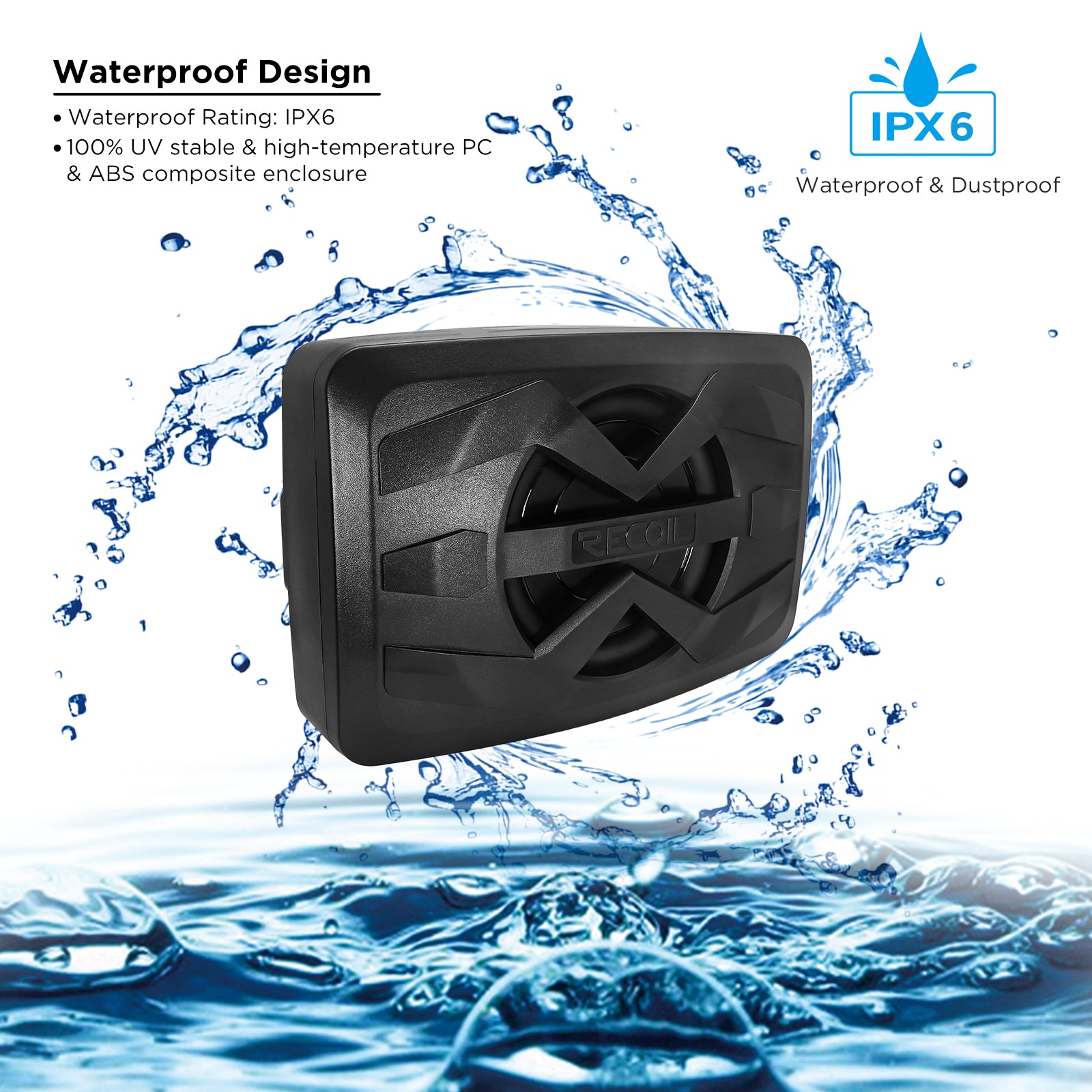 WS8 - Waterproof Passive 8” Subwoofer with 8” Passive Radiator - Ideal for UTV, ATV, Golf Cart, Boat, Off-road Motorsports