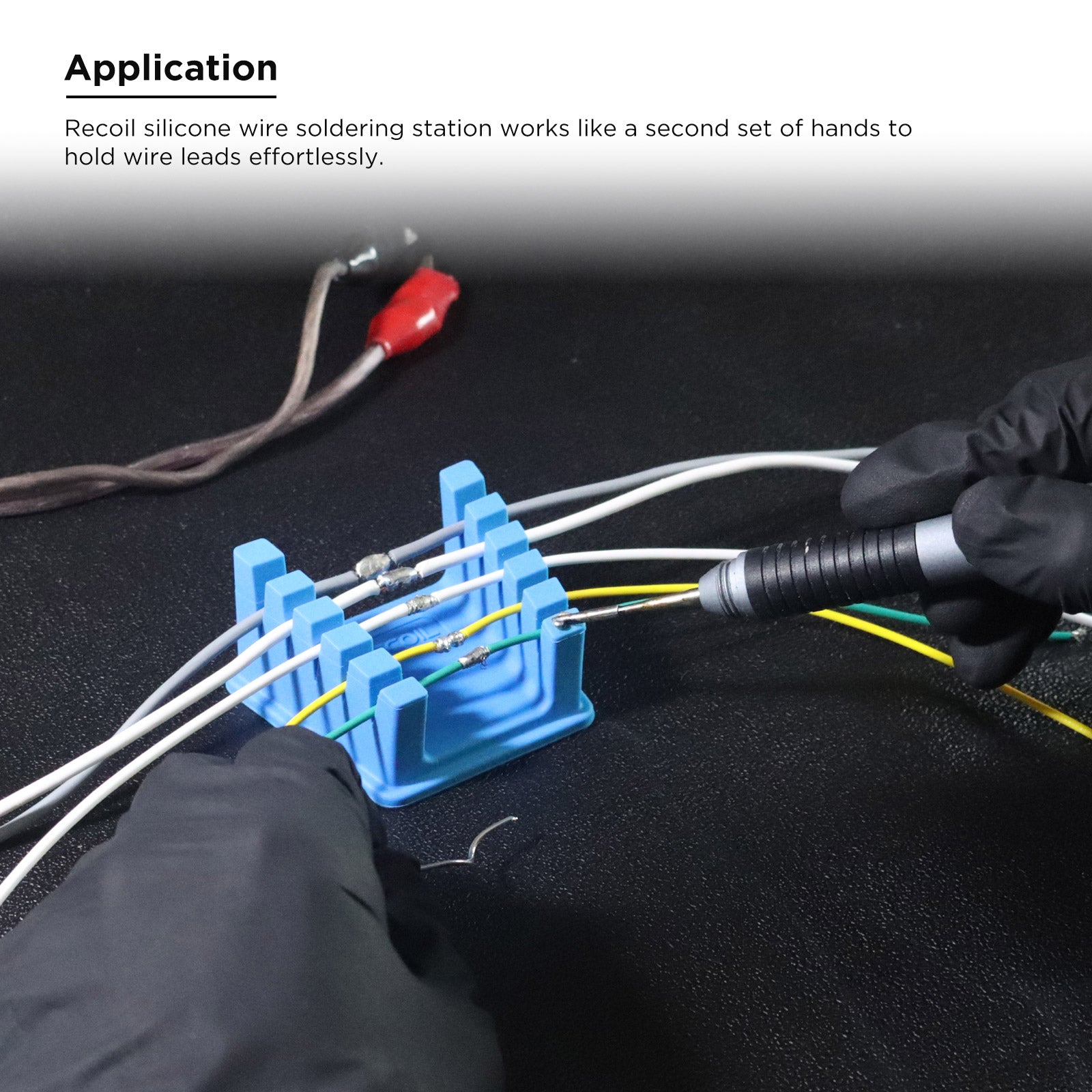 SWSS - Silicone Wire Harness Soldering Holder, Wire Leads Clamp Stand with Neo Magnets Base, Holds 30awg to 12awg Wires, High Temperature Silicone, One Piece