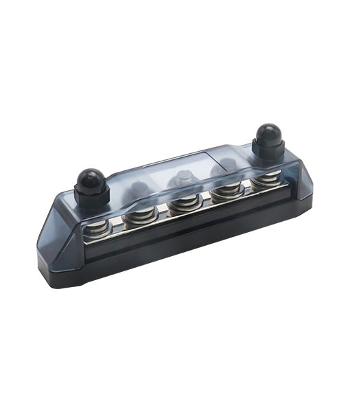 BB5B - Busbar 5 X 5/16” Studs Power Distribution Block with Ring Terminals (black)