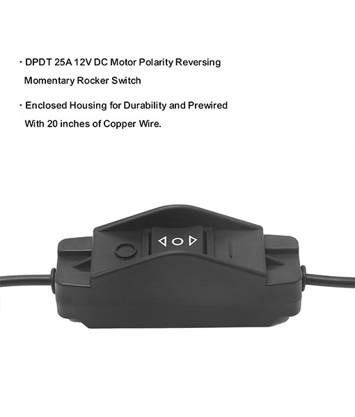 LAS1 - DPDT 25a 12v DC Motor Polarity Reversing Momentary Rocker Switch