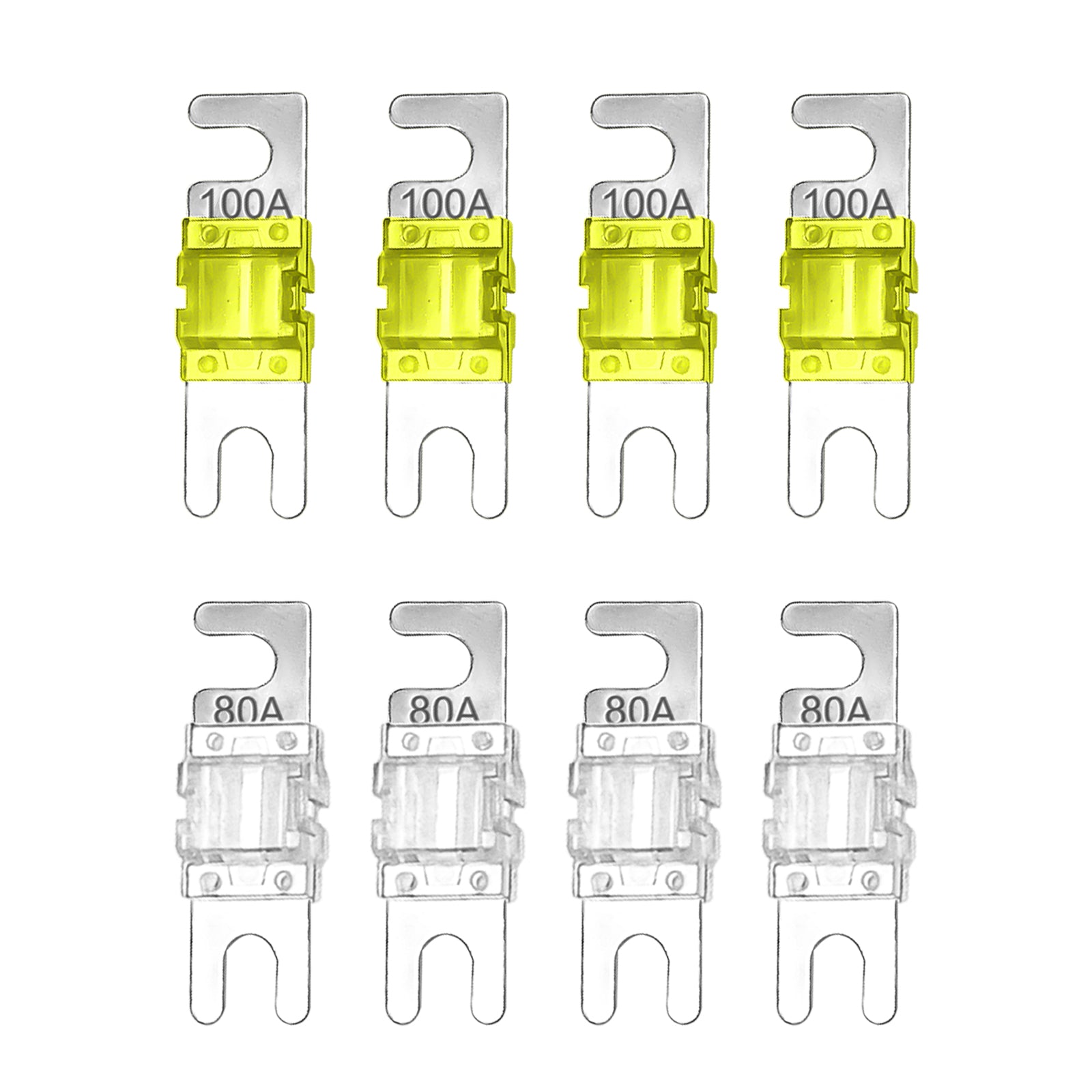 MFH24 - 4-way Mini-anl or ANL Fused Distribution Block, 2 X 0/2/4 Gauge in / 4 X 4/8 Gauge Out, Fuse Power Block, Ground Block or Combo Block, Includes Fuses and Jumper Bars, Solid Brass for Maximum Power Transfer