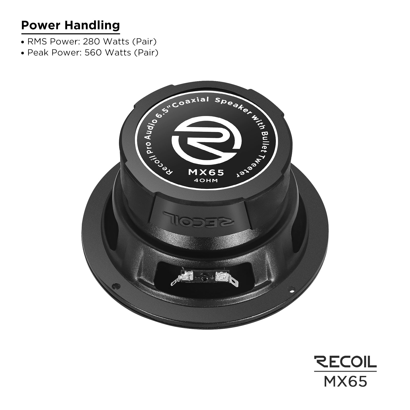 MX65 - Pair 6.5-inch 2-way Pro Audio Midrange Coaxial Speakers with Built-in Bullet Tweeters, Water Resistant, Grills Included