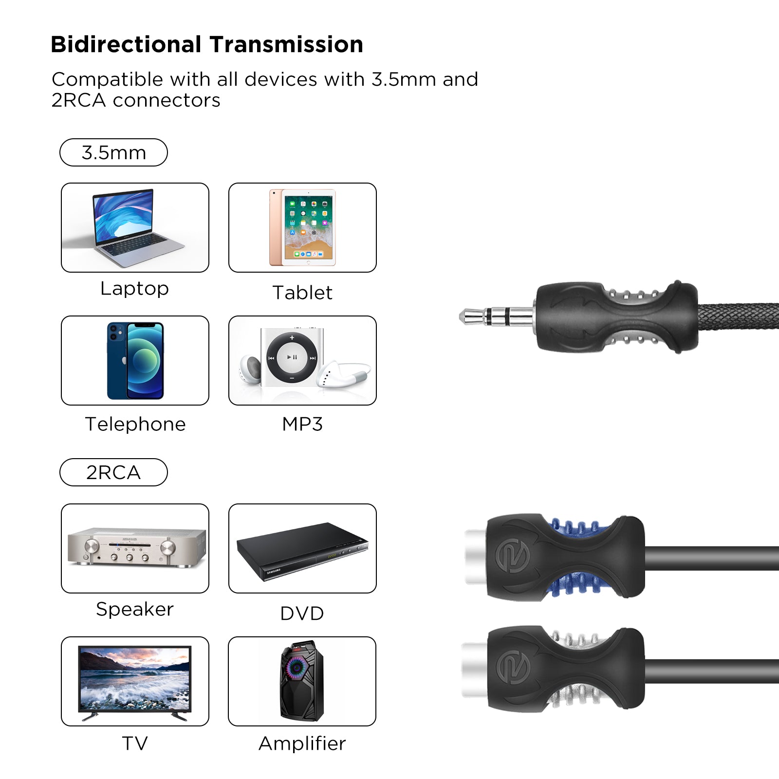A2RF1P - ( 3.5mm Auxiliary Male to Female RCA Adaptor, Length 1ft )