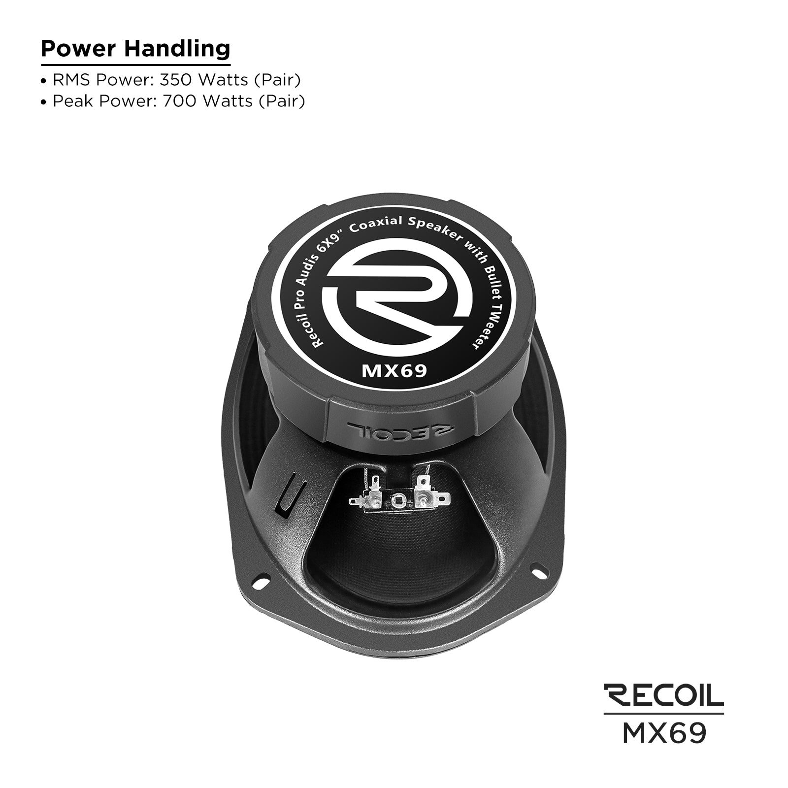 MX69 - Pair 6x9-inch 2-way Pro Audio High Output Midrange Coaxial Speakers with Built-in Bullet Tweeters