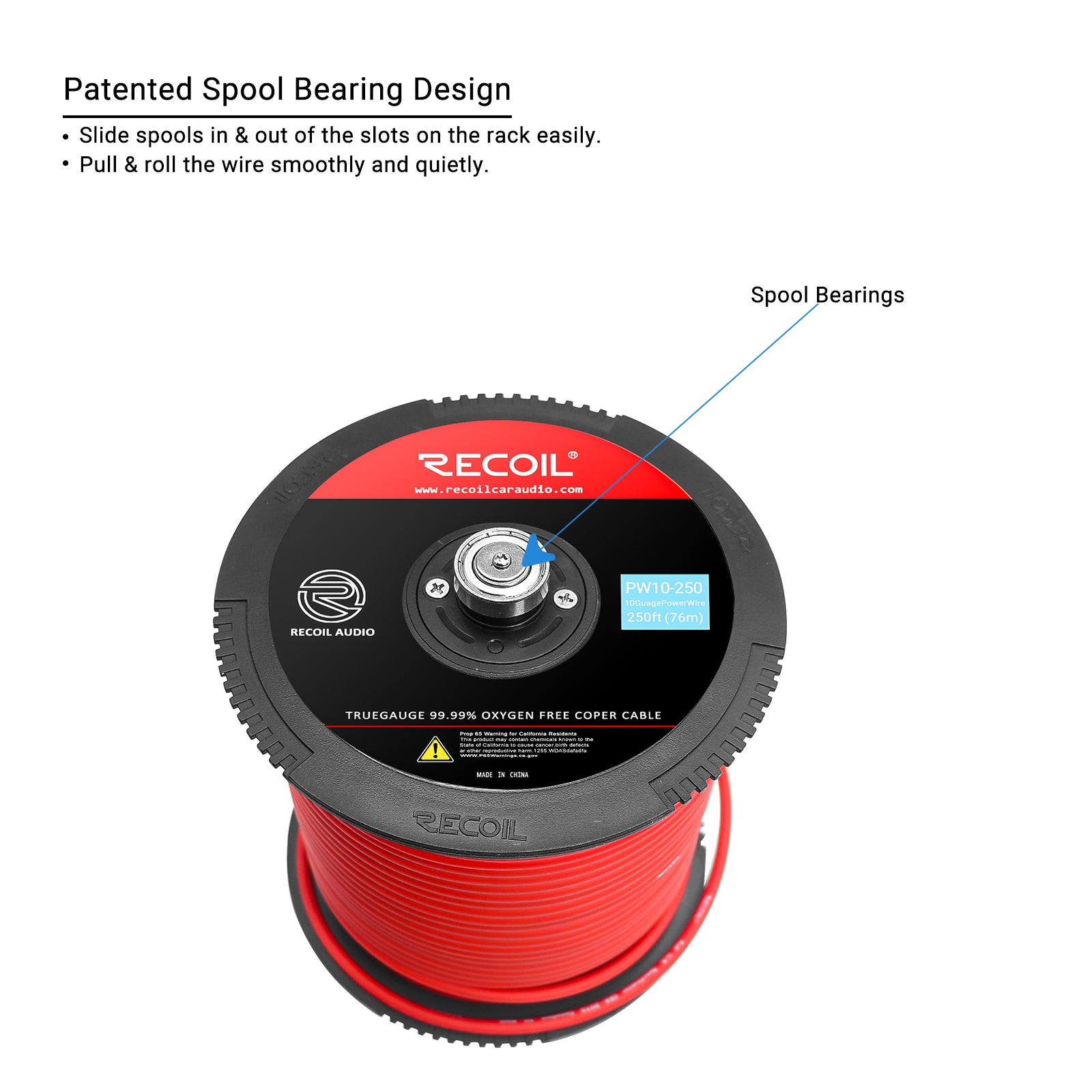 PW10-250 - Premium True Spec 10 Gauge Power Wire, 99.9% Oxygen-free Pure Copper , Flexible Soft Touch Red PVC Jacket (250 Feet/spool)
