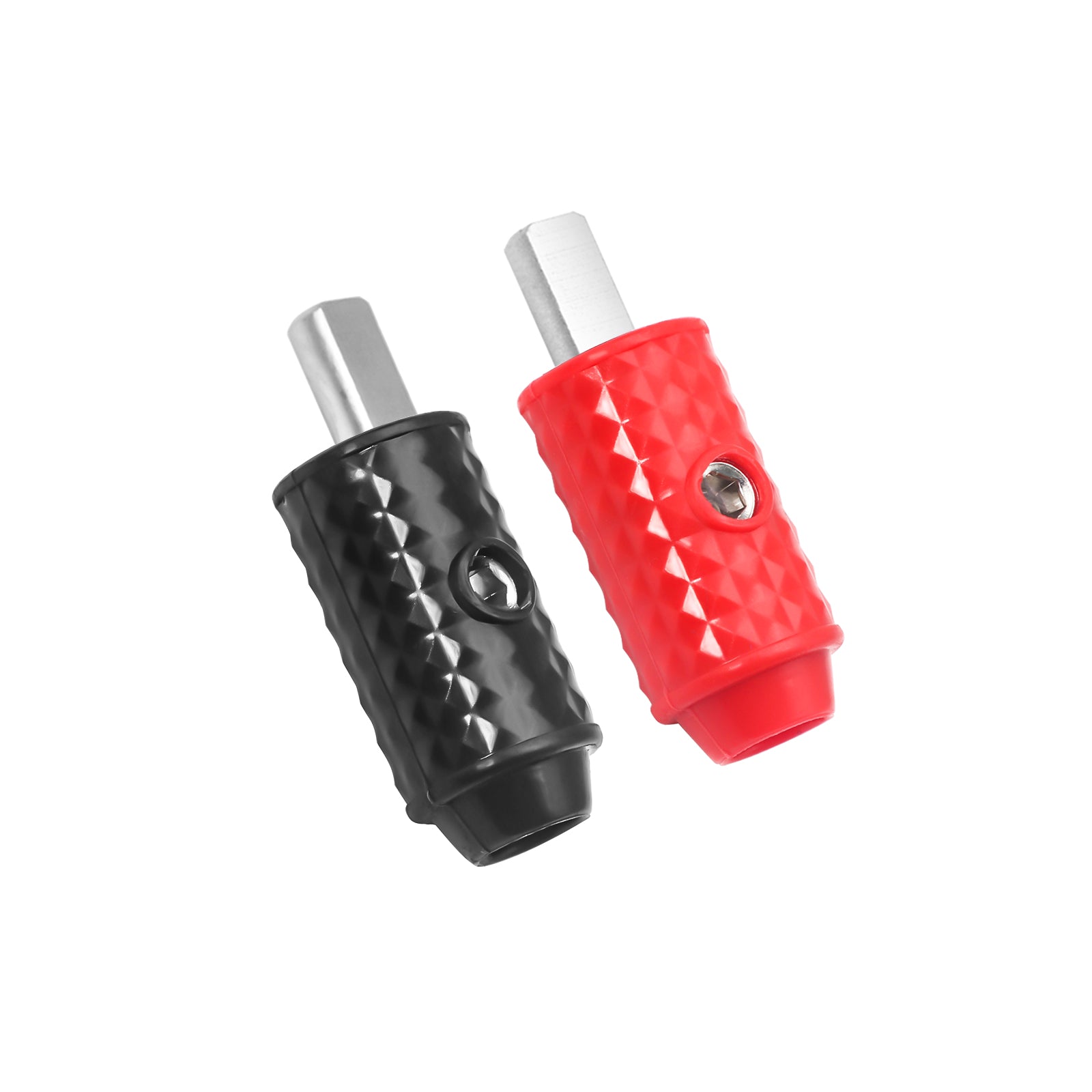 WI4P - Amplifier Power/ground Wire Input Brass 4 Gauge to 4 Gauge with Red/black Silicon Covers, Marine-grade Satin Chrome Finish, Pair