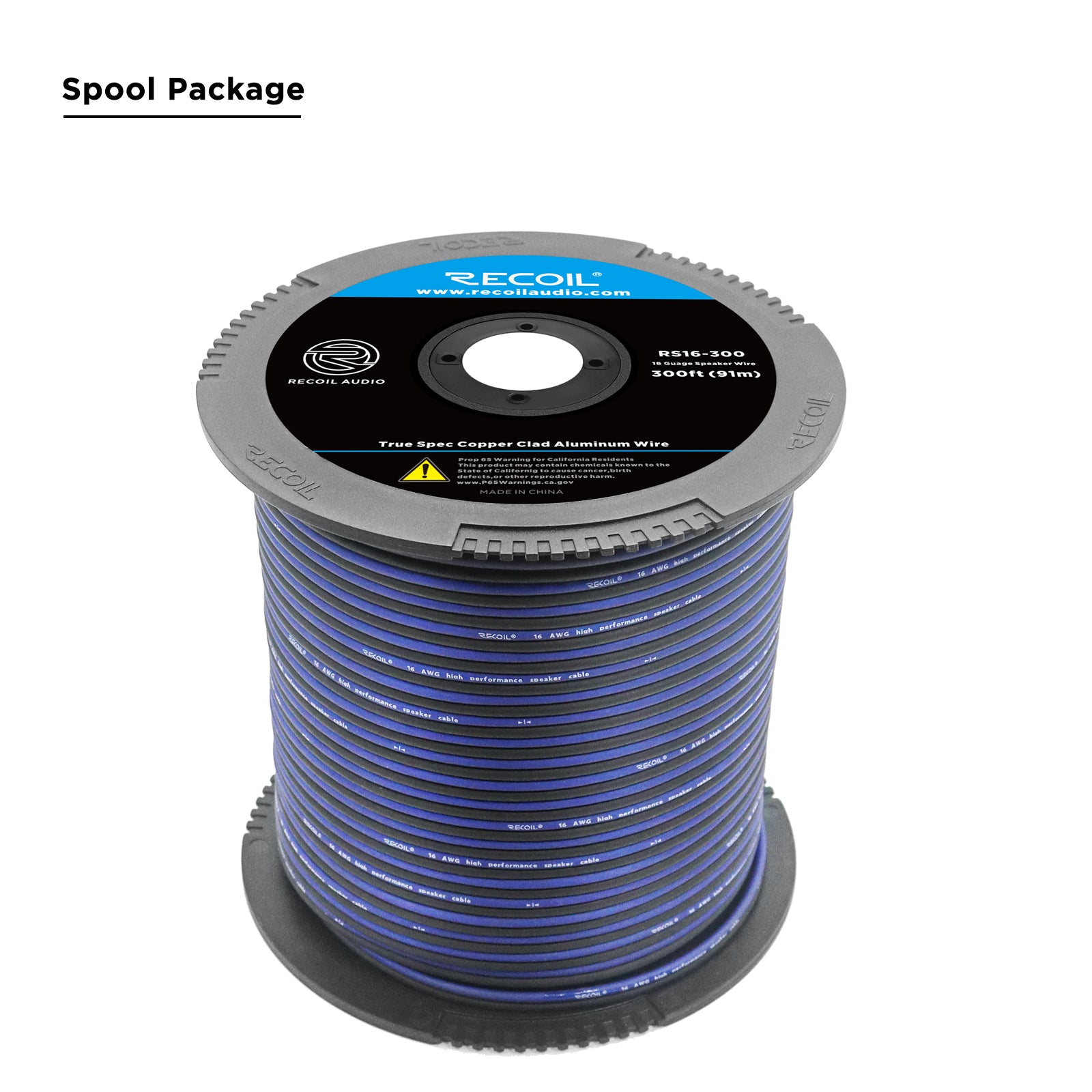 RS16-300 - 300ft True Spec 16 Gauge Speaker Wire - Copper Clad Aluminum Conductors, Super Flexible Jacket (300 Feet/spool)