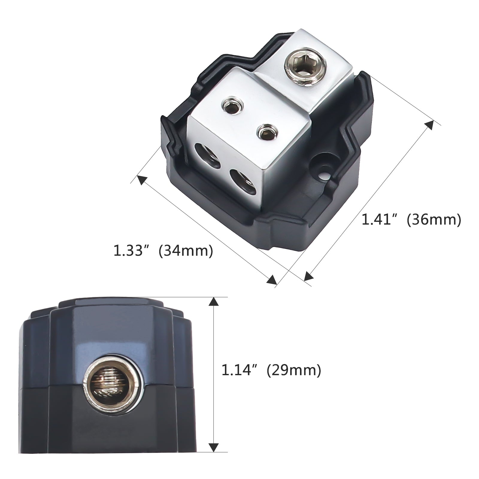 SDB12P - 2-way Mini Power Distribution Block, 1 X 4/8 Gauge in / 2 X 8/10 Gauge Out Power Distribution Ground Distributor Block for Car Audio, 2 Pack