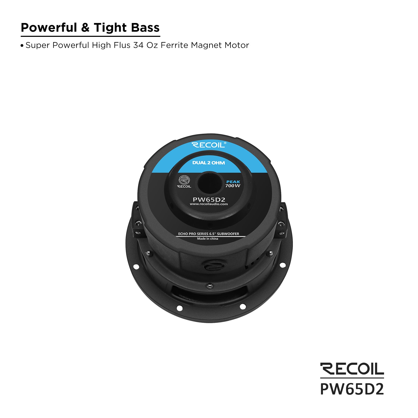 PW65D2 - 6.5 Inch Dual 2 OHM 2" Voice Coil, Car Audio Subwoofer