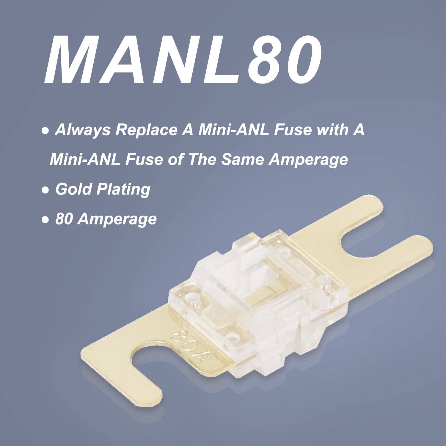 MANLF80-10 - 10 Pack 80a Mini-anl Fuses Gold Plated