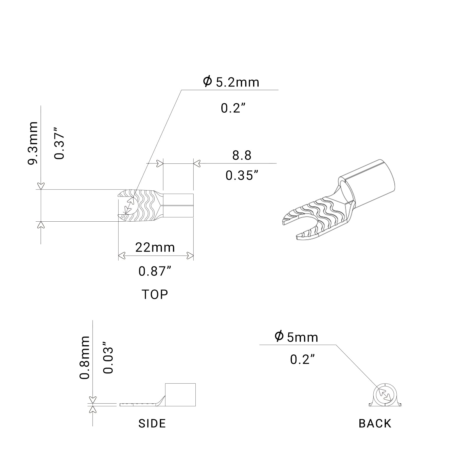 ST808-20 - 20pcs 8awg Copper Spade Terminals, #8 Opening, Shiny Nickel Plated Crimp Ring Terminals with 20pcs Red & Black Soft Boots