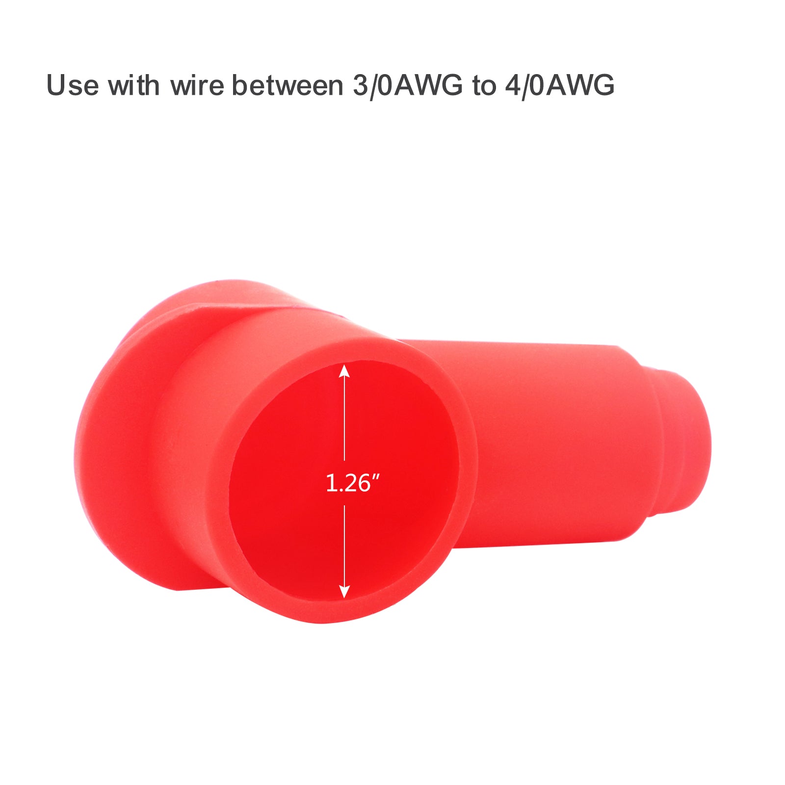 STC40-4R - 4 Pack Silicone Terminal Covers for Alternator Battery Stud and Power Junction Blocks, Fits 3/0awg to 4/0awg Wire, 4pcs Red