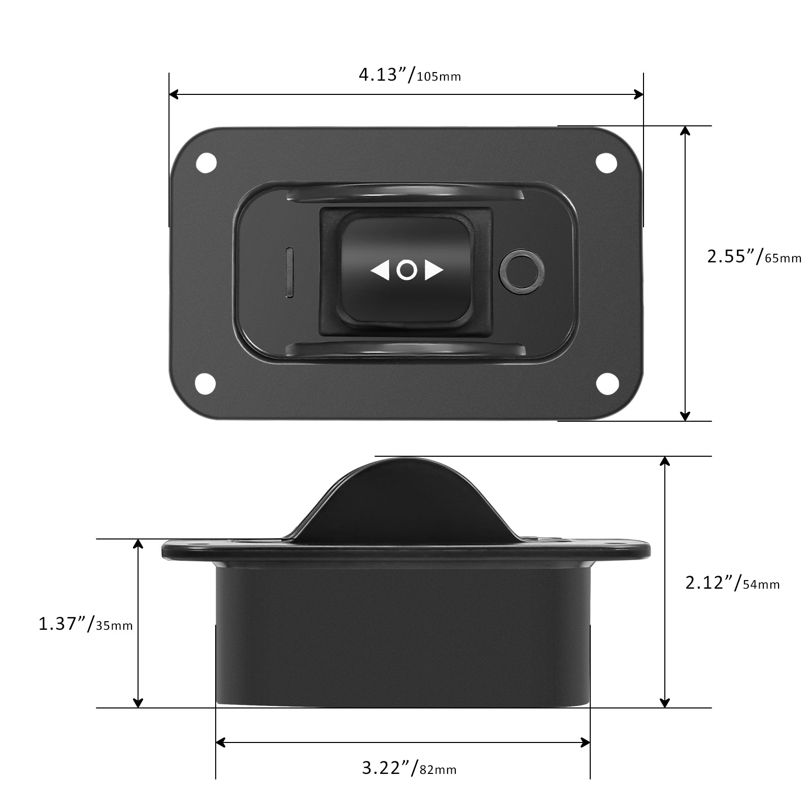 LAS3 - DPDT 25a 12v DC Motor Polarity Reversing Momentary Rocker Switch with Universal Bracket for Flush and Surface Mounting