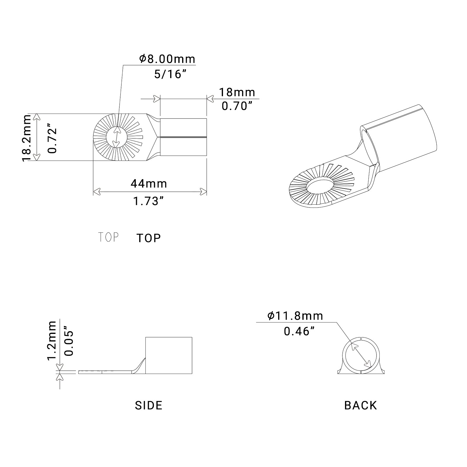 RT0516-10 - 10pcs 0awg Copper Ring Terminals, 5/16” Ring Hole, Shiny Nickel Plated Crimp Ring Terminals with 10pcs Red & Black Soft Boots