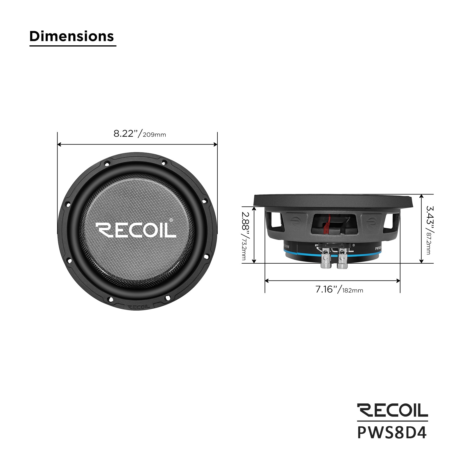 PWS8D4 - 8-inch Dual 4-ohm Subwoofer