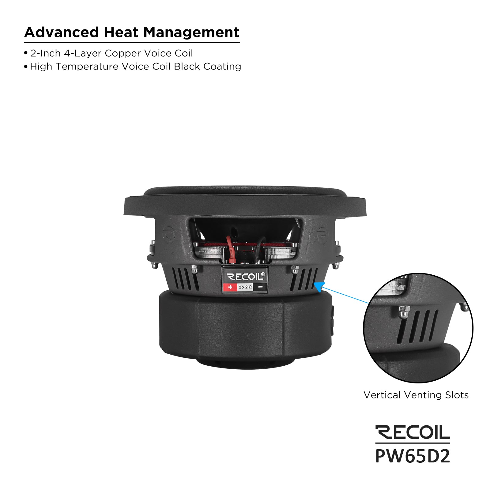 PW65D2 - 6.5 Inch Dual 2 OHM 2" Voice Coil, Car Audio Subwoofer
