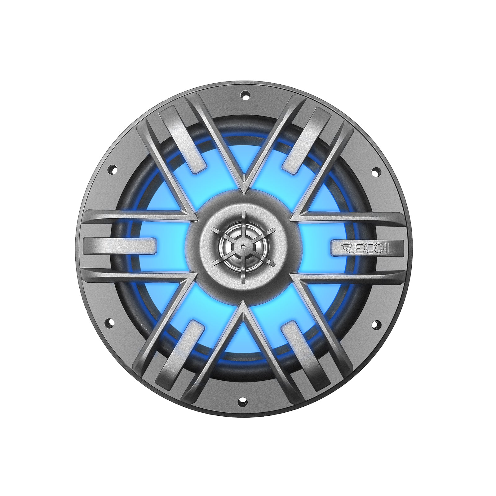 M1-65 - M1 Series 6.5 Inch 2-way Marine Boat & Utv/atv Coaxial Speakers with Built-in RGB LED Lighting, One Pair of Each Dark Silver and White Grilles