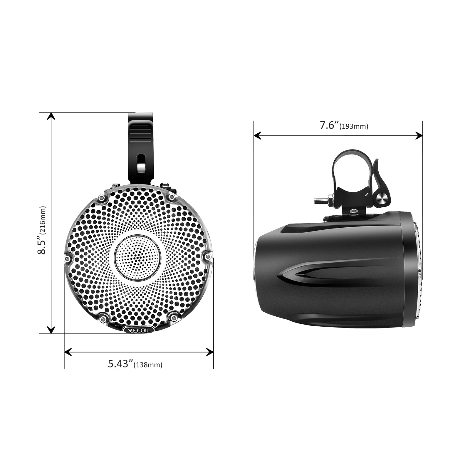 R4-P - Complete Marine 200 Watts Pair Speakers Audio System, Super Loud 4” Speaker Pods with 3” Passive Radiator, Amplifier, Bt Controller, for UTV, ATV, Golf Cart, Boat, Off-road Motorsports Audio