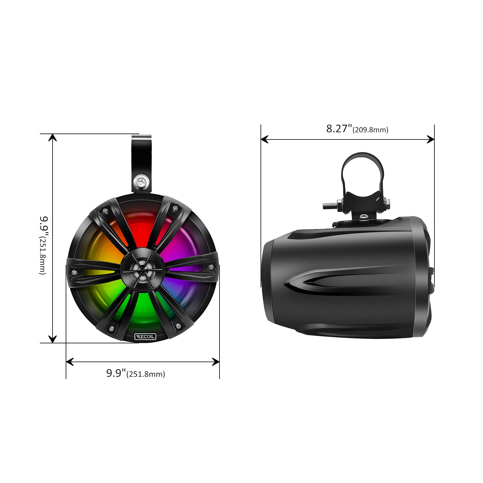 R6-P - Complete IPX6 Waterproof 600 Watts Pair Speaker Audio System, Super Loud 6.5” Speaker Pods with Passive Radiator, Amplifier, Bluetooth Controller, RGB LED Illumination for UTV, ATV, Golf Cart, Boat, Off-road Motorsports Audio