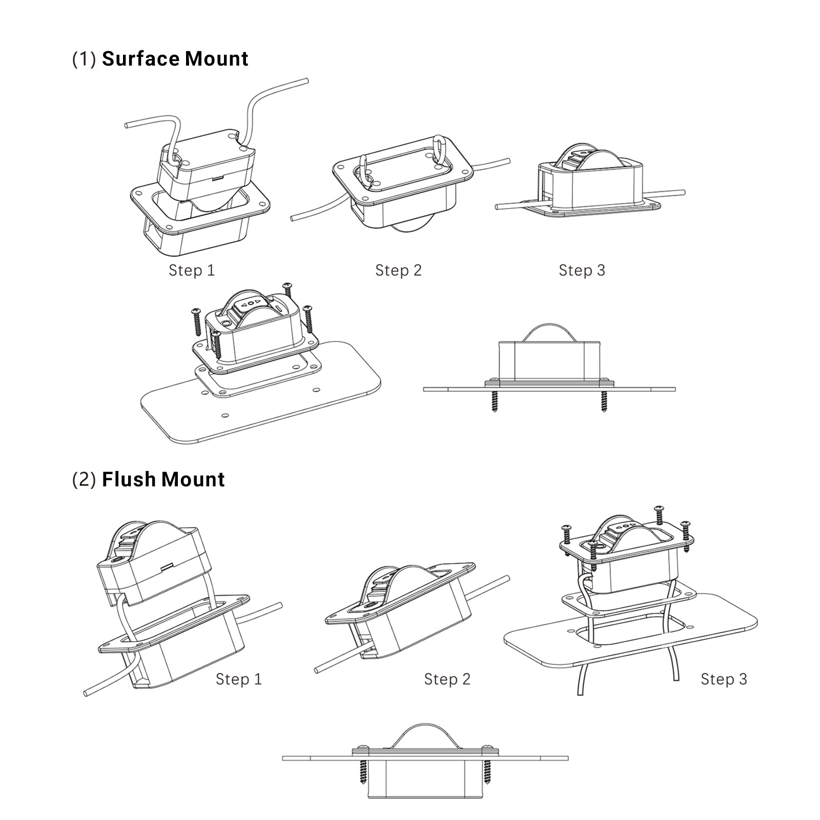 LAS3 - DPDT 25a 12v DC Motor Polarity Reversing Momentary Rocker Switch with Universal Bracket for Flush and Surface Mounting