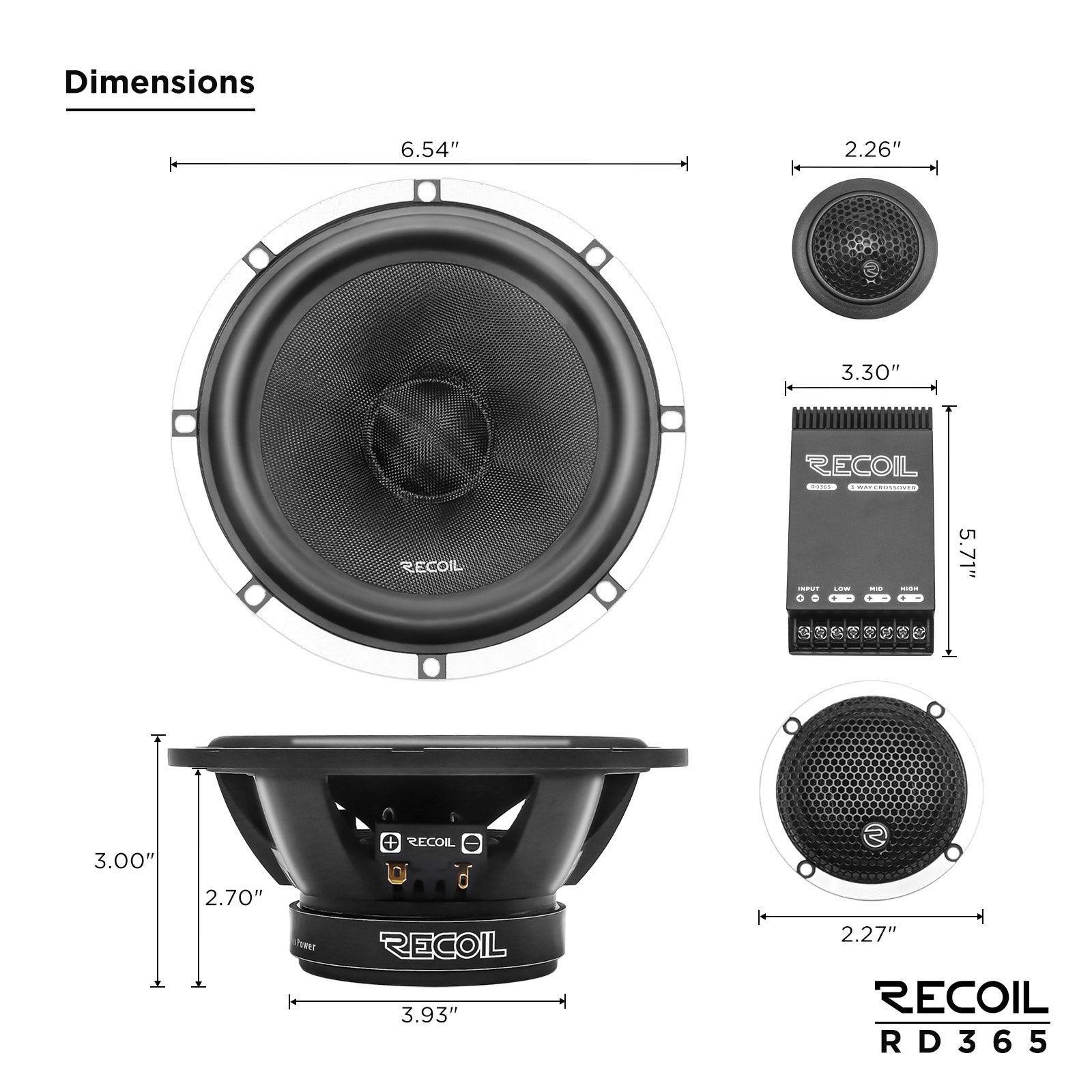 RD365 - 6.5" 3-way Component Speaker