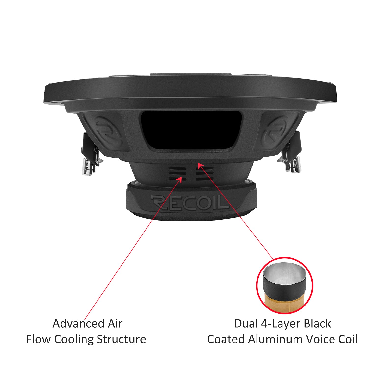 RW10D2 - Echo Series 10 Inch Subwoofer - 500 Watts Power Dual 2 OHM Voice Coil, 2" Black-coated 4 Layer High Temperature Voice Coil, Competition Grade Pressed Paper Cone