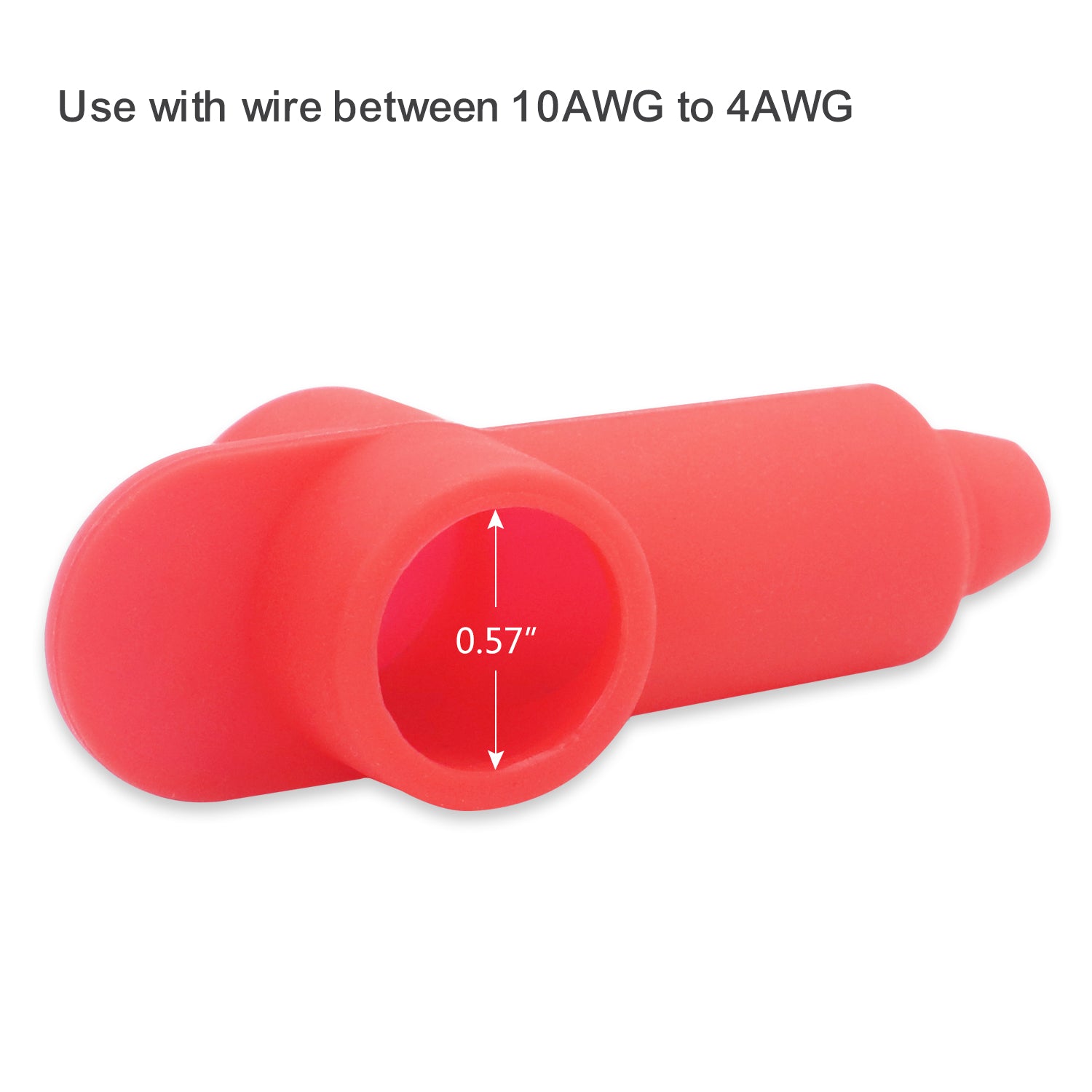 STC12-10R - 10 Pack Silicone Terminal Covers for Alternator Battery Stud and Power Junction Blocks, Fits 10-2awg Wire, 10pcs Red