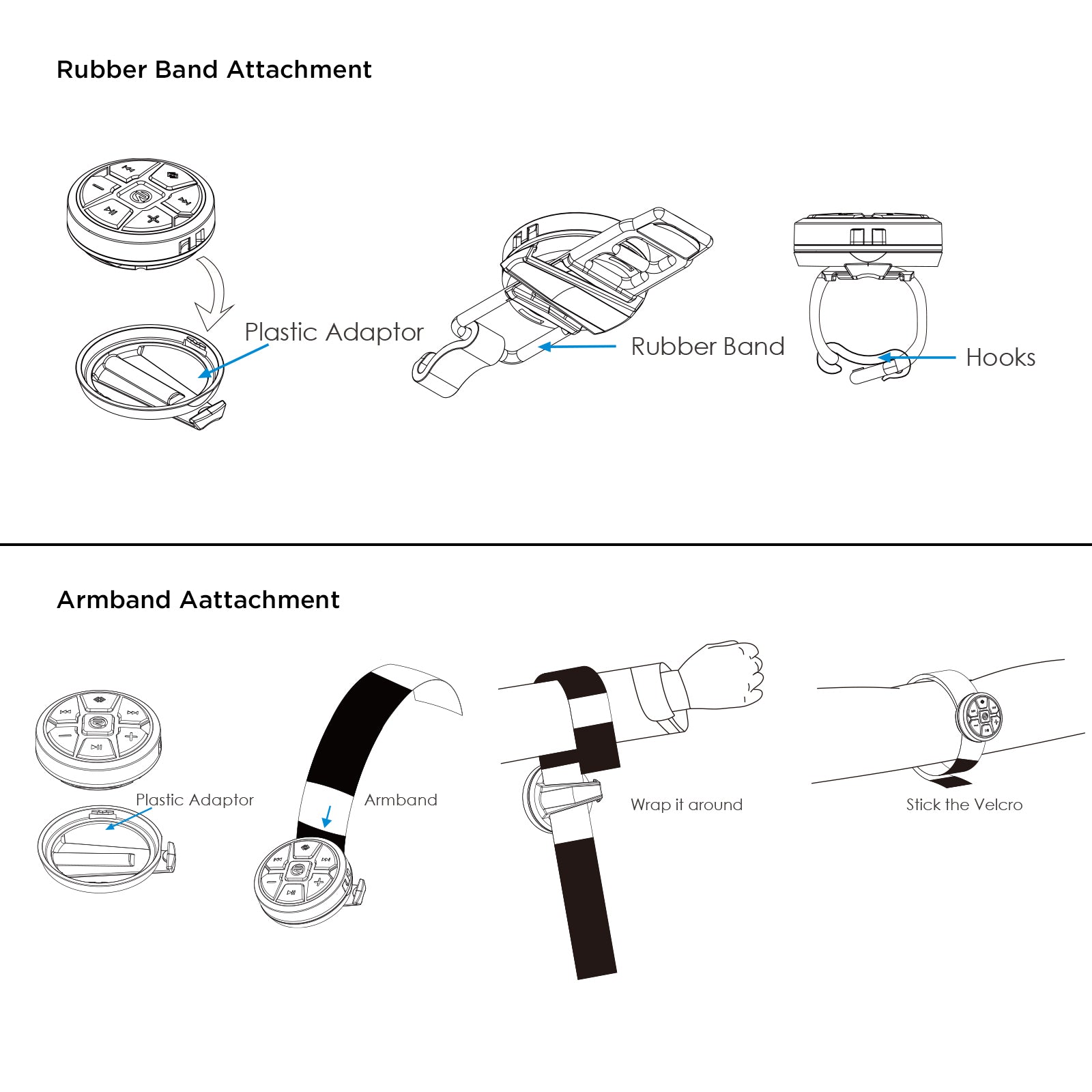 PRC-2W - Waterproof Bluetooth Media Button, Wearable & Steering Wheel Remote Control for Car, Bike, Boat and Powersports Vehicles (Color White)