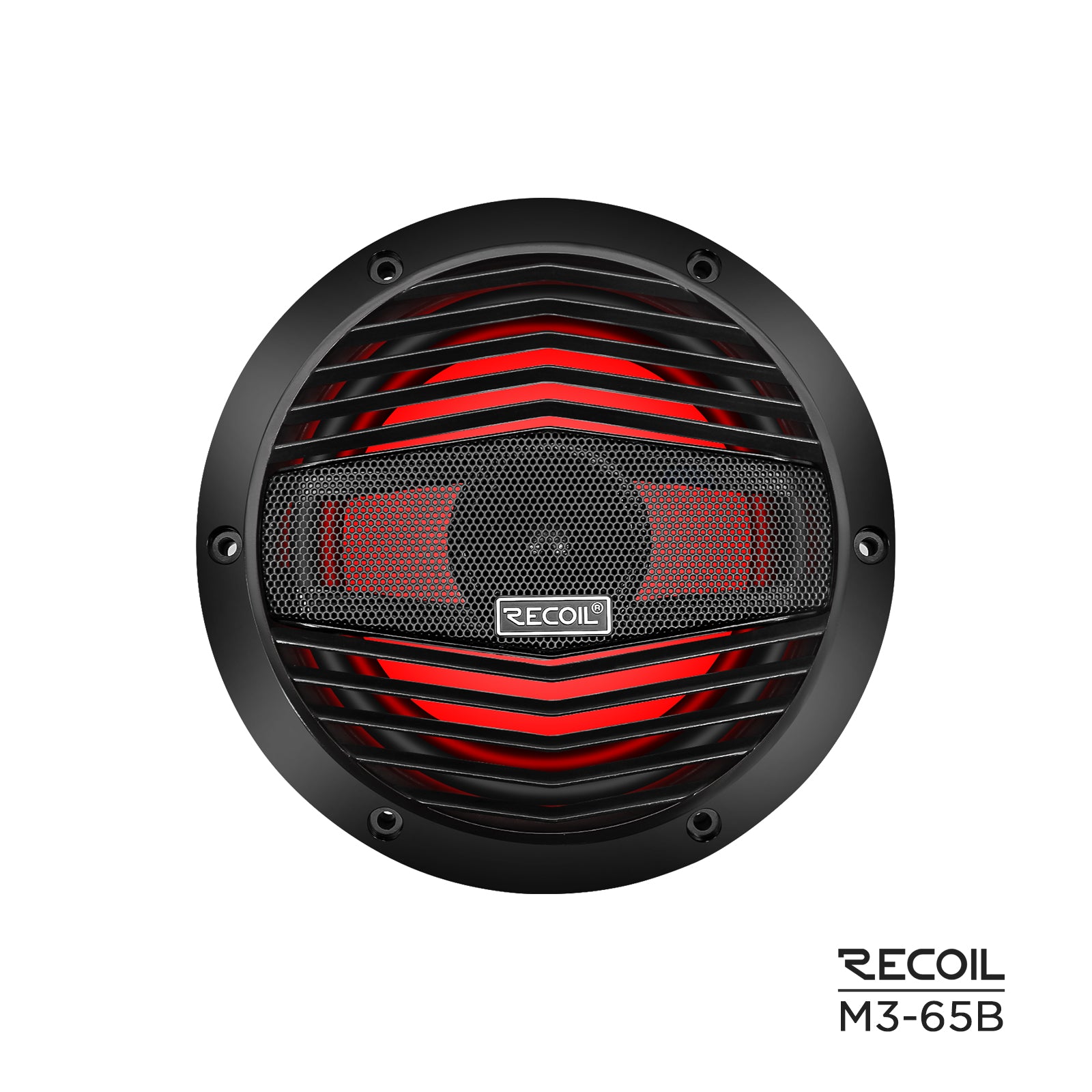 M3-65B - 6.5 Inch 2-way Marine Boat Coaxial Speakers with Built-in RGB LED, Black